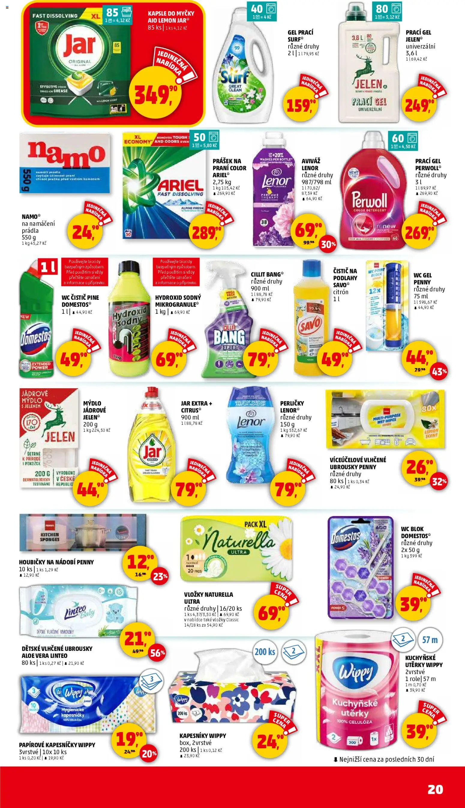 Penny Market leták - Čtvrtečník od 08.01.2026 | Strana: 20 | Produkty: Lenor, Savo, Jelen, Ariel