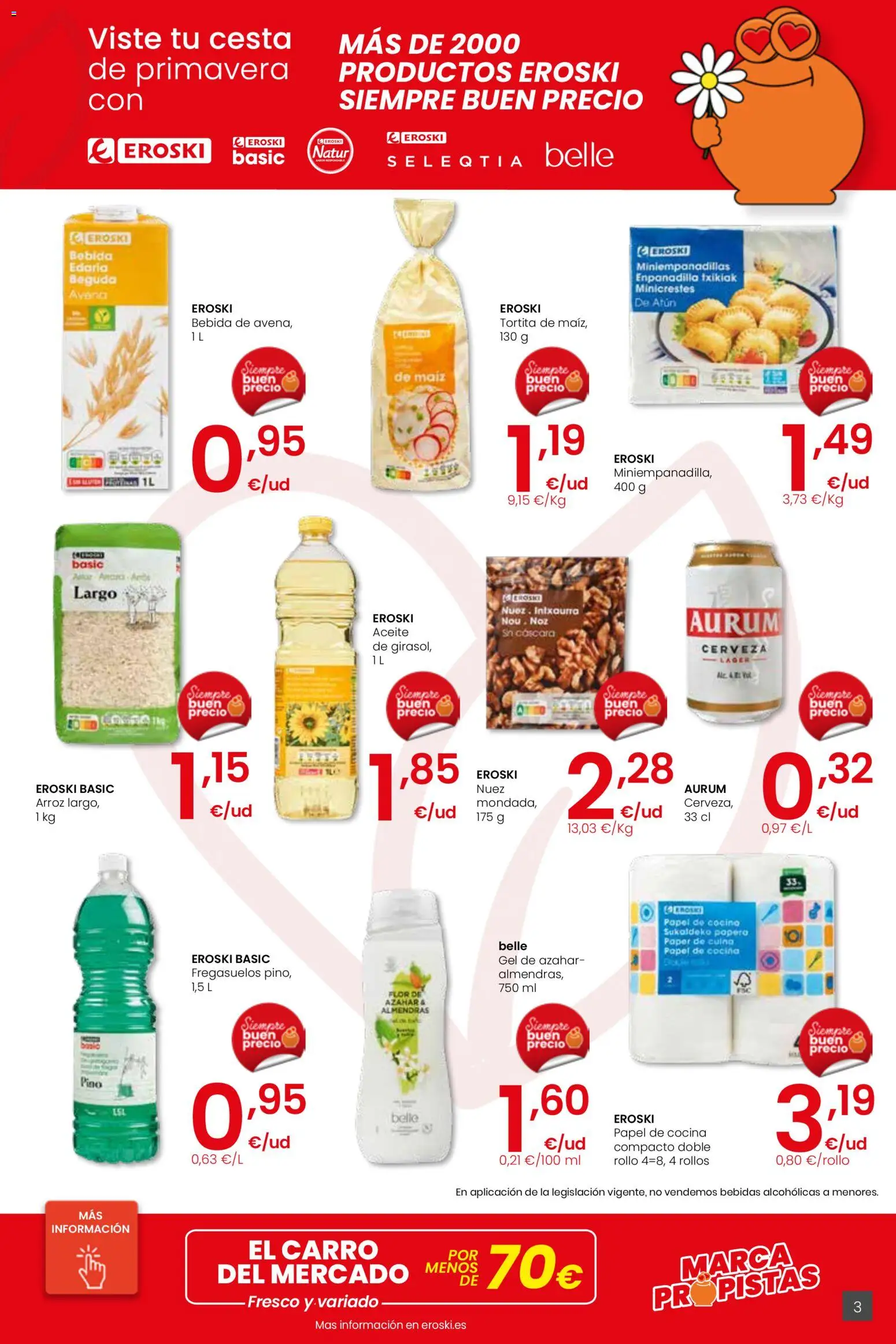 Eroski - Viste tu cesta de primavera Center │ válido desde el 26.02.2026 | Página: 3 | Productos: Aceite, Cerveza, Cocina, Cesta