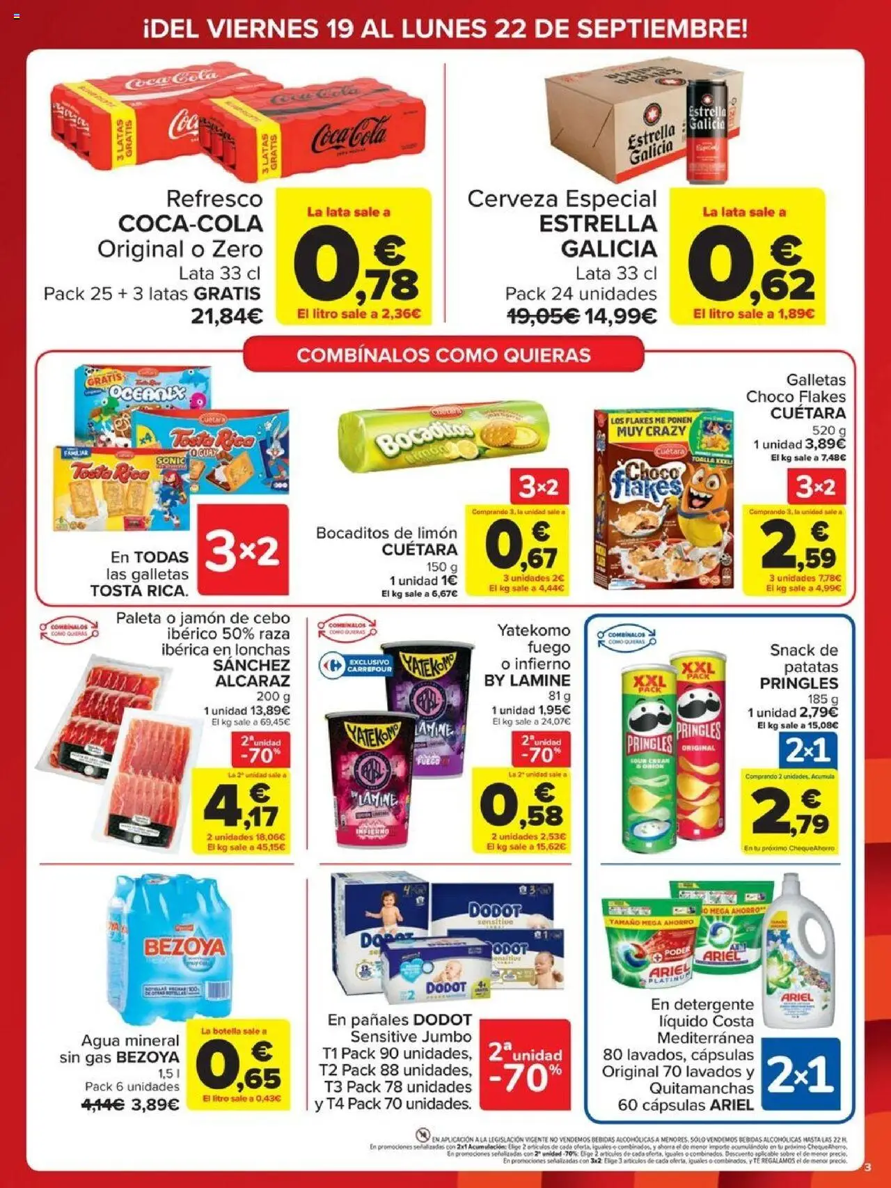 Carrefour - Preco imbatible │ válido desde el 19.09.2025 | Página: 3 | Productos: Jamón, Té, Galletas, Agua mineral