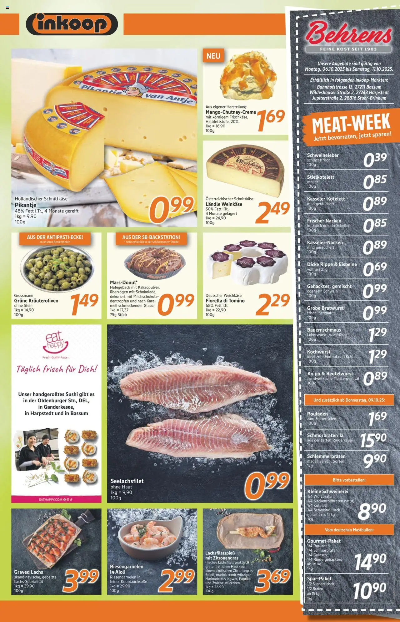 Inkoop Prospekt – gültig ab 06.10.2025 | Seite: 4 | Produkte: Zitronengras, Bratwurst, Lachs, Paprika