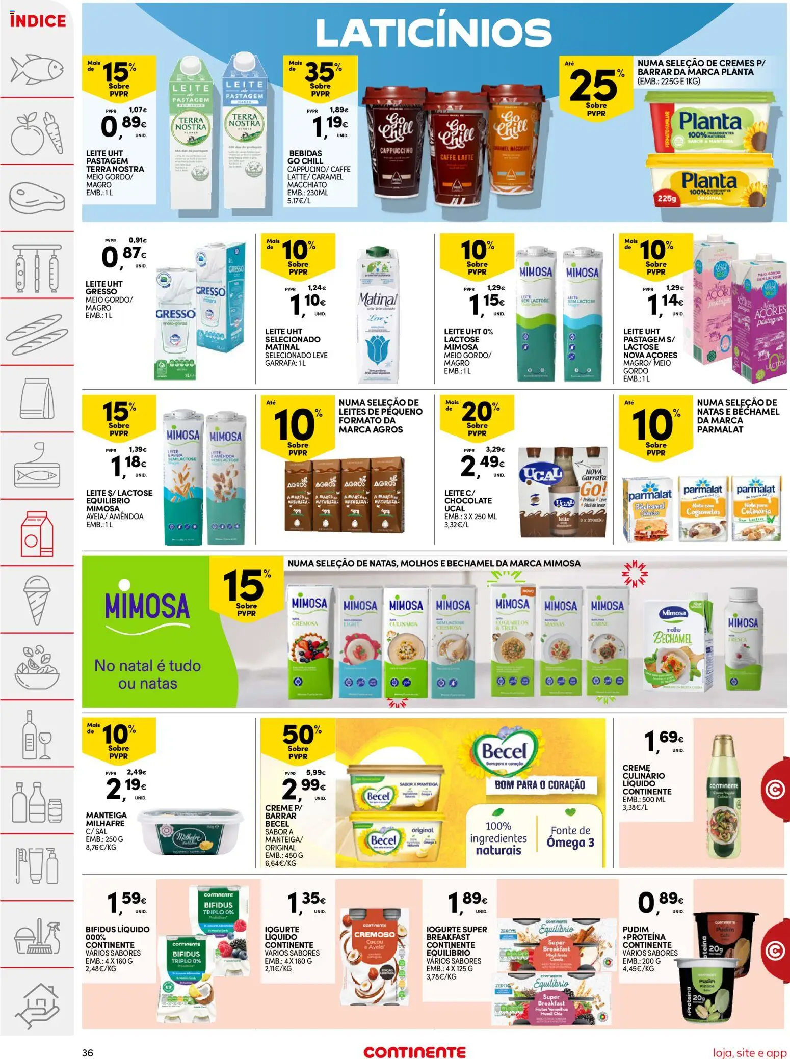 Continente folheto │ válido de 16.12.2025 | Página: 36 | Produtos: Iogurte, Chocolate, Cogumelos, Iogurte liquido