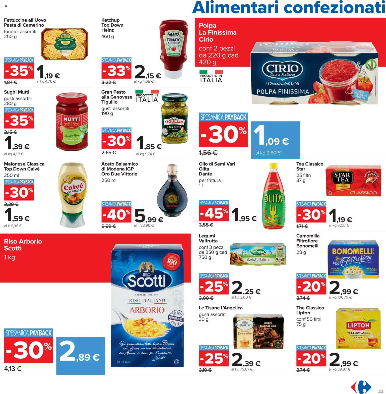 Volantino Carrefour del 07.11.2025 | Pagina: 23 | Prodotti: Olio, Top, Pasta, Mutti