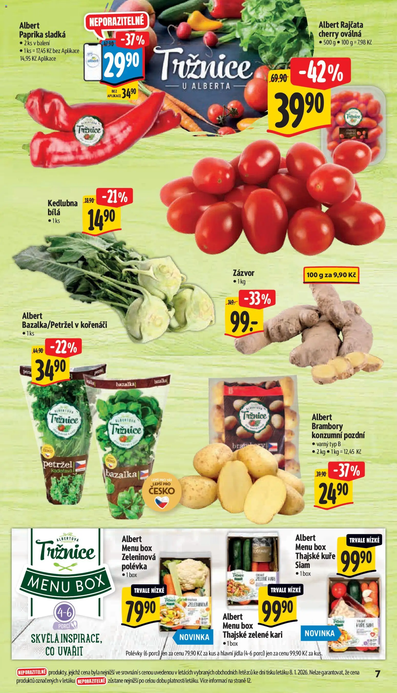 Albert leták - Supermarket od 14.01.2026 | Strana: 12 | Produkty: Paprika, Brambory, Kuře, Kedlubna