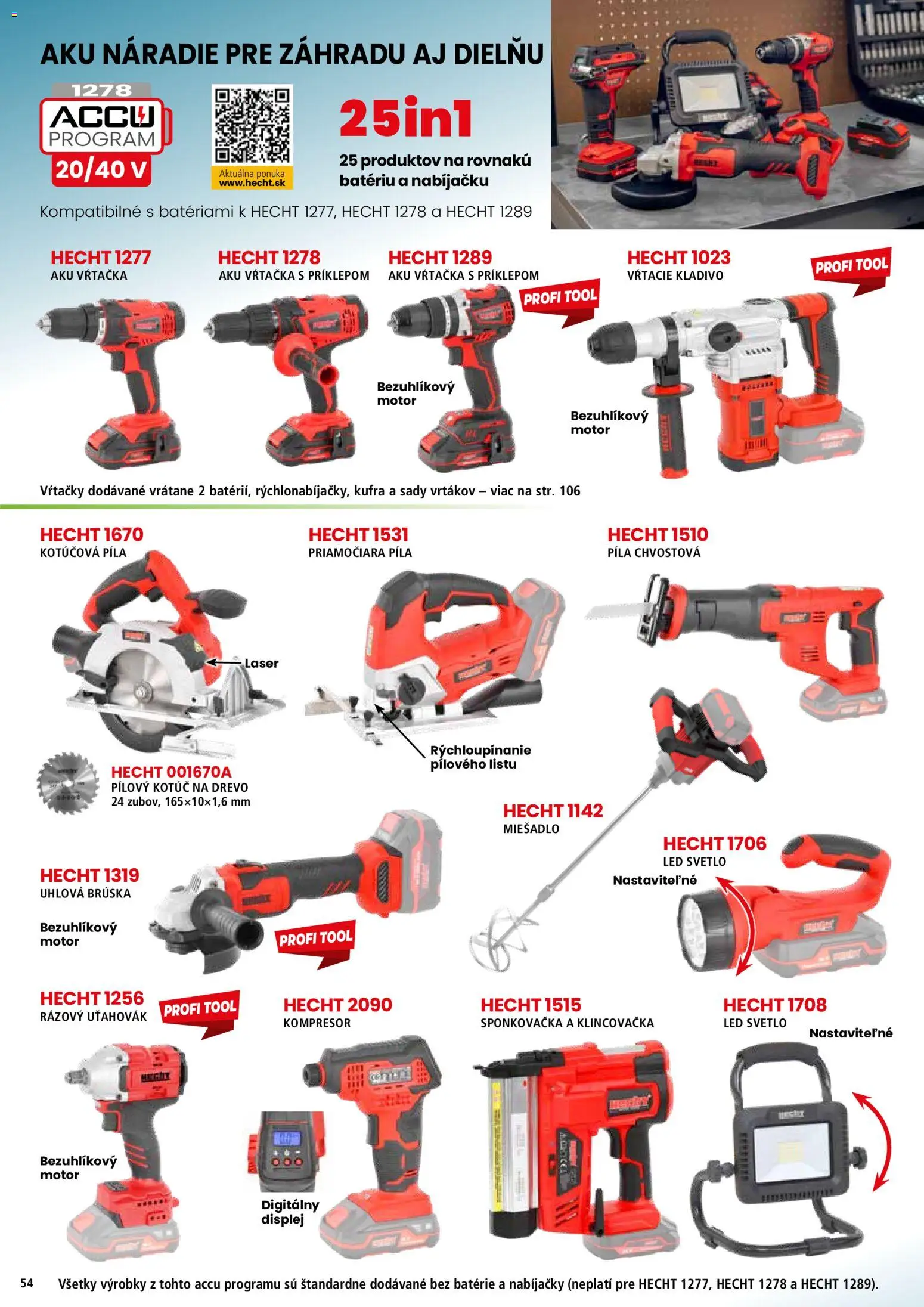 Nové Hecht akcie – leták je platný od 19.02.2026 | Strana: 54 | Produkty: Laser, Aku náradie, Klincovačka, Svetlo