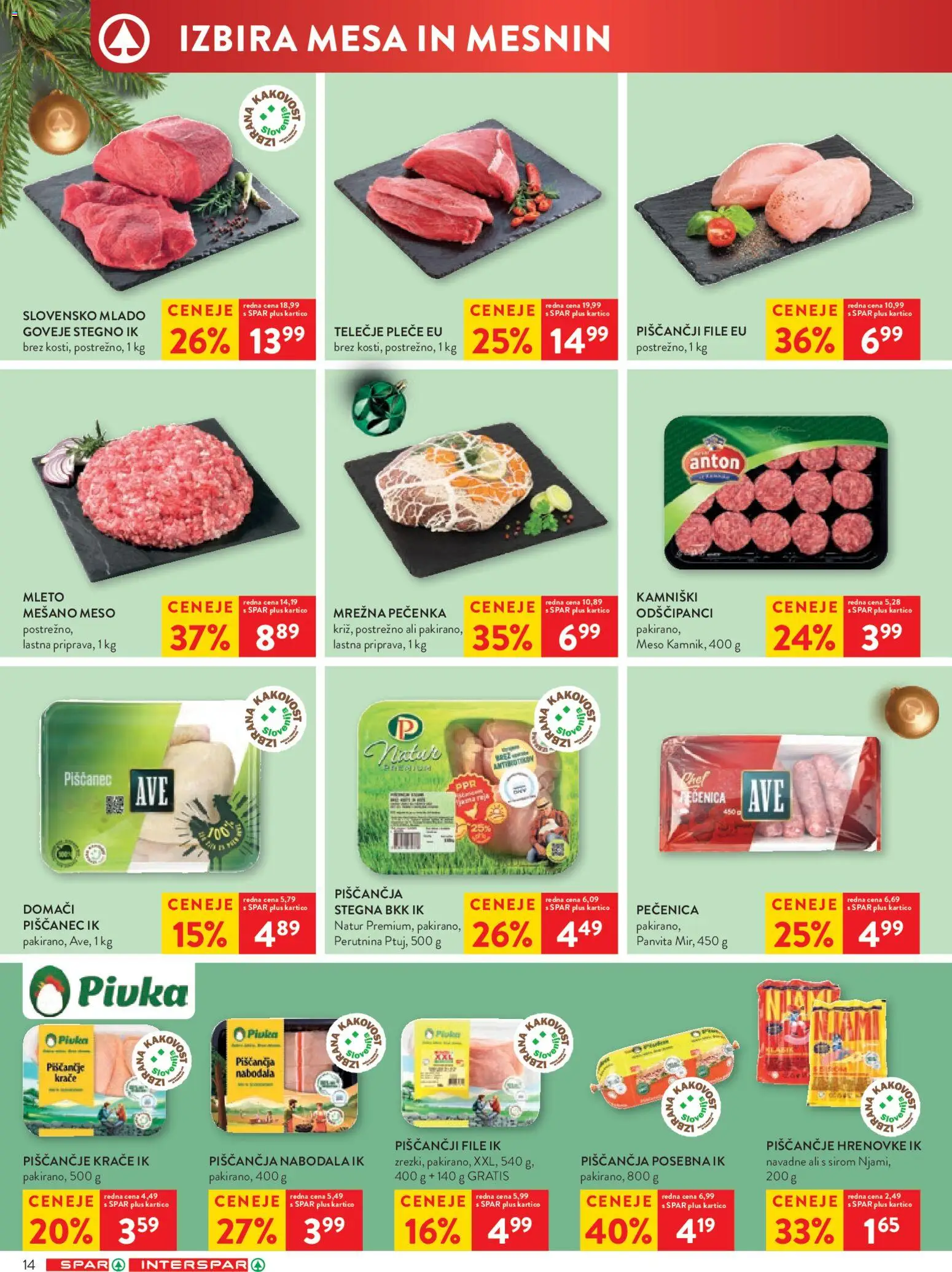 Novi Spar katalog ponudbe – veljaven od 19.11.2025 | Stran: 14 | Izdelki: Hrenovke, Nabodala