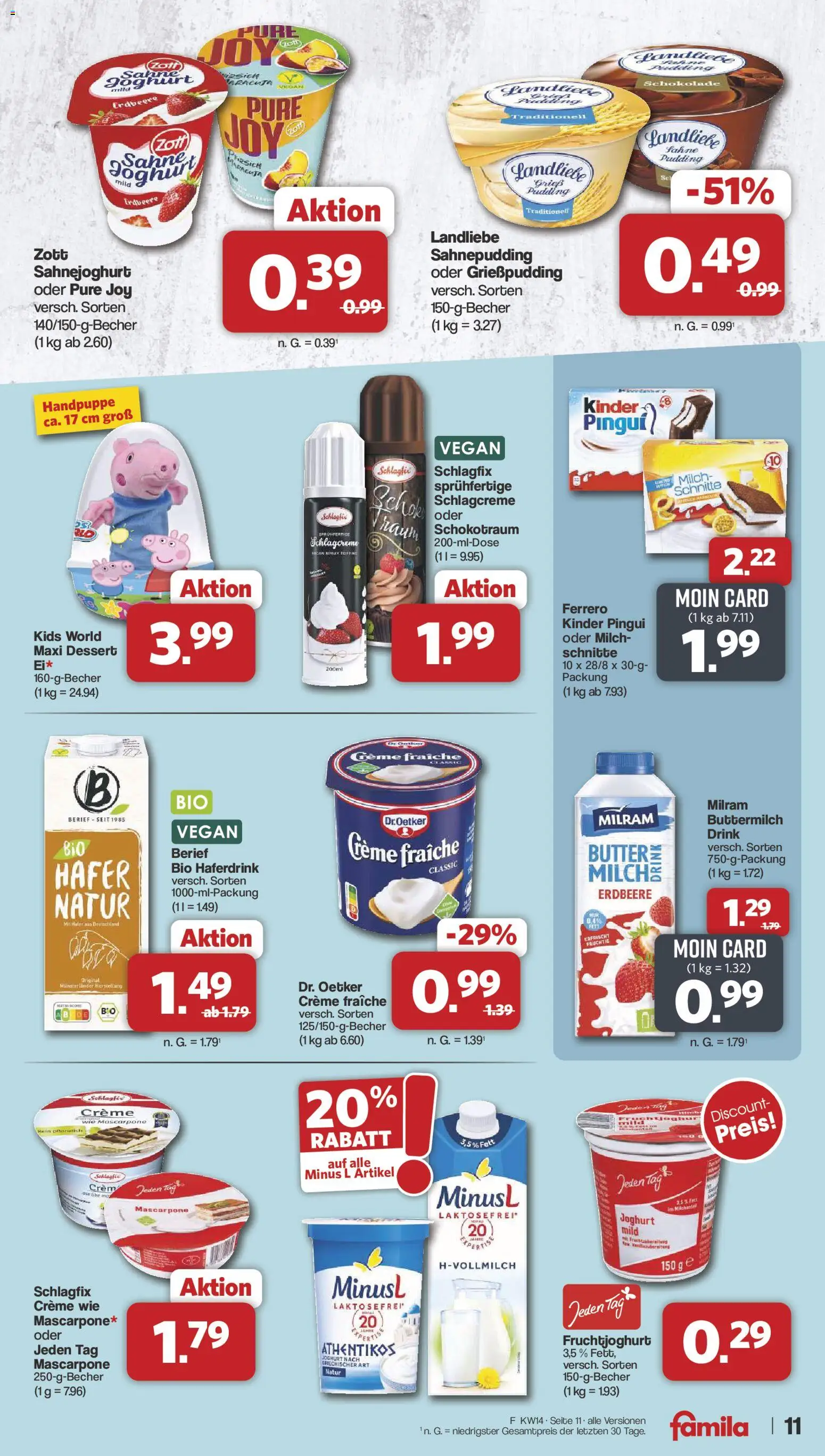 Famila Nordwest Prospekt 	 – gültig ab 30.03.2026 | Seite: 11 | Produkte: Milch, Fruchtjoghurt, Creme, Haferdrink