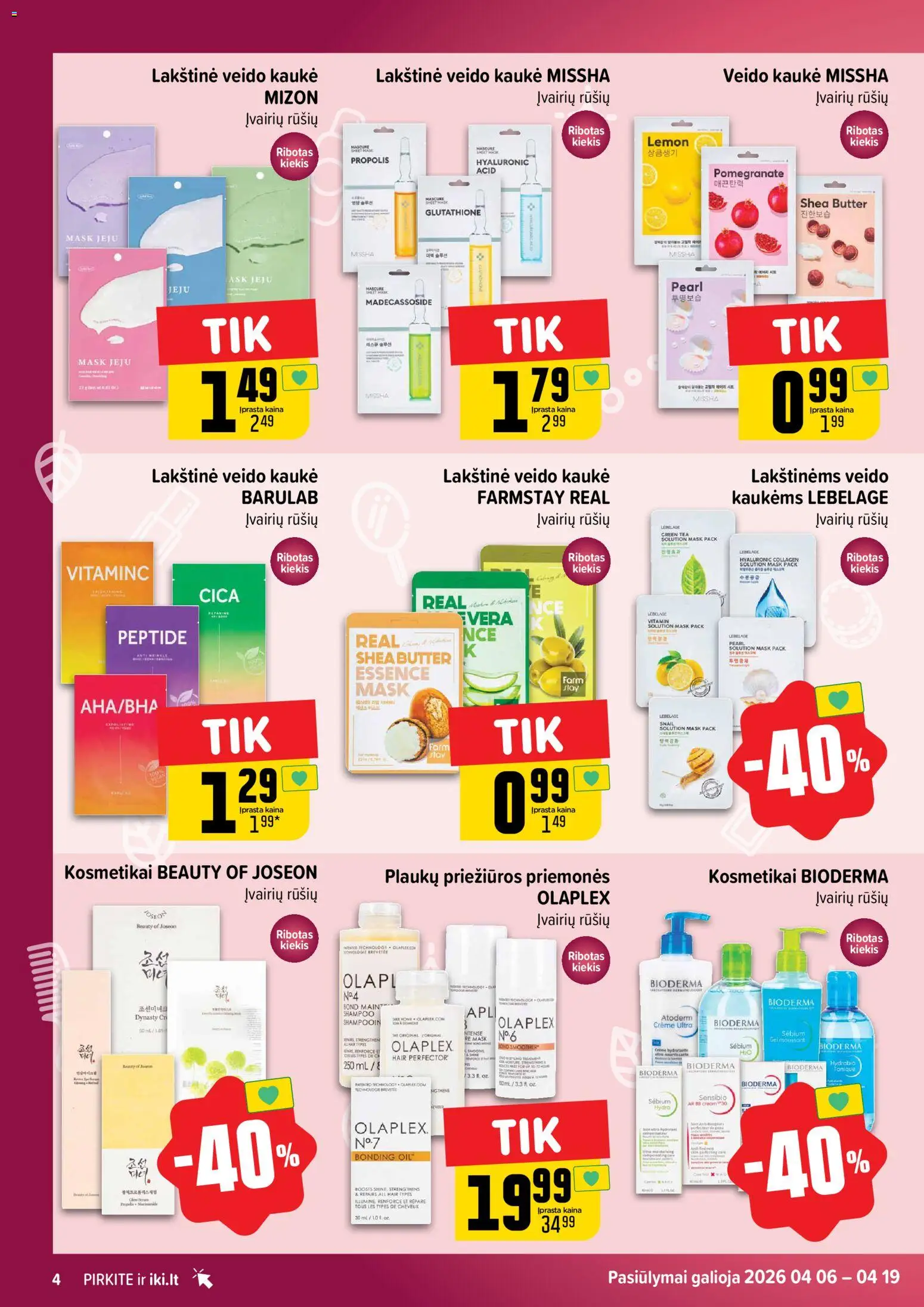 IKI akcijos nuo 06.04.2026 | Puslapis: 4 | Prekių: Kaukė, Veido kaukė
