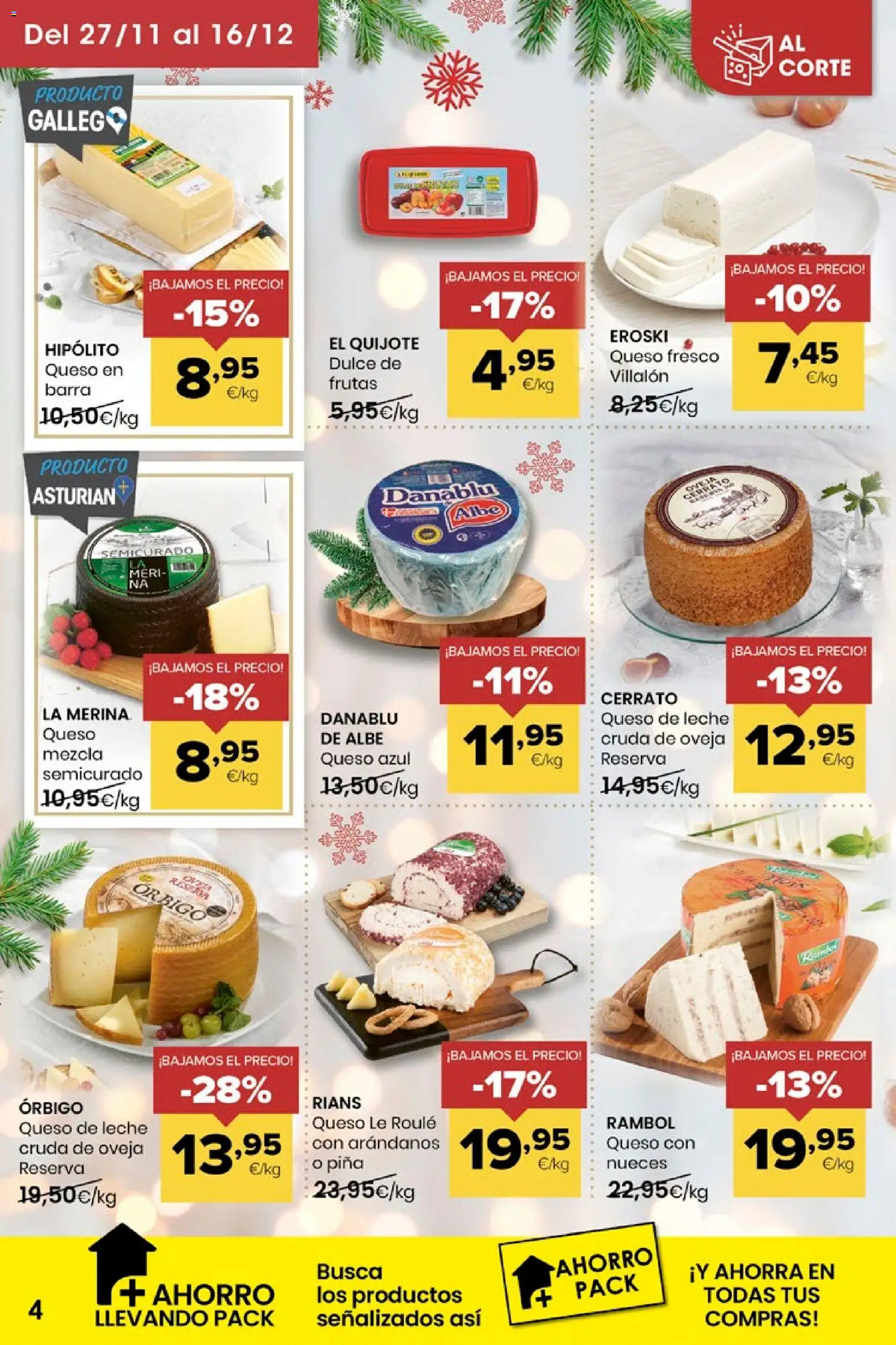 Eroski - Miramos por ti │ válido desde el 27.11.2025 | Página: 4 | Productos: Leche, Queso, Queso fresco, Piña