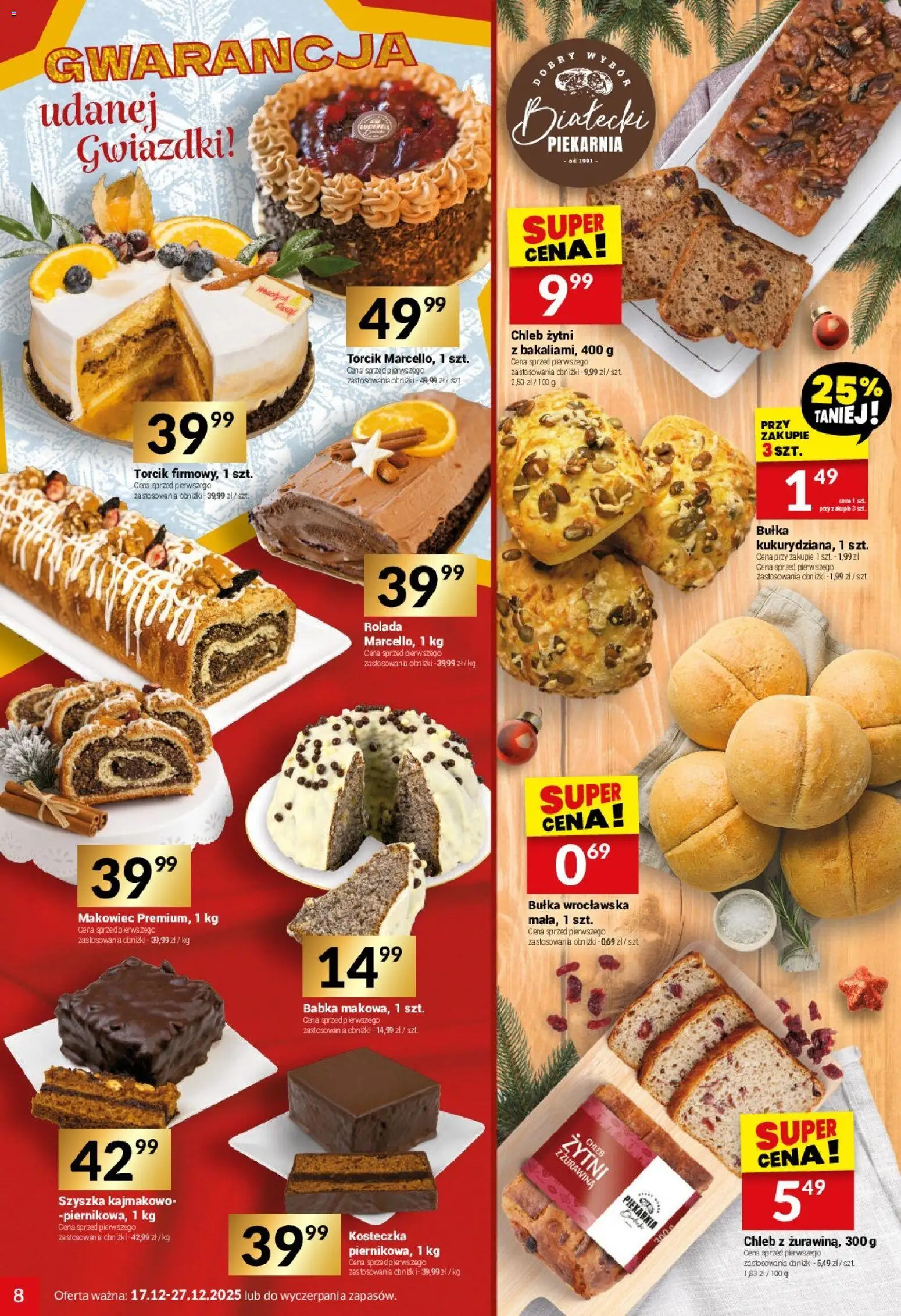 Twój Market Gazetka od 17.12.2025 | Strona: 8 | Produkty: Rolada, Chleb żytni, Piekarnia, Chleb