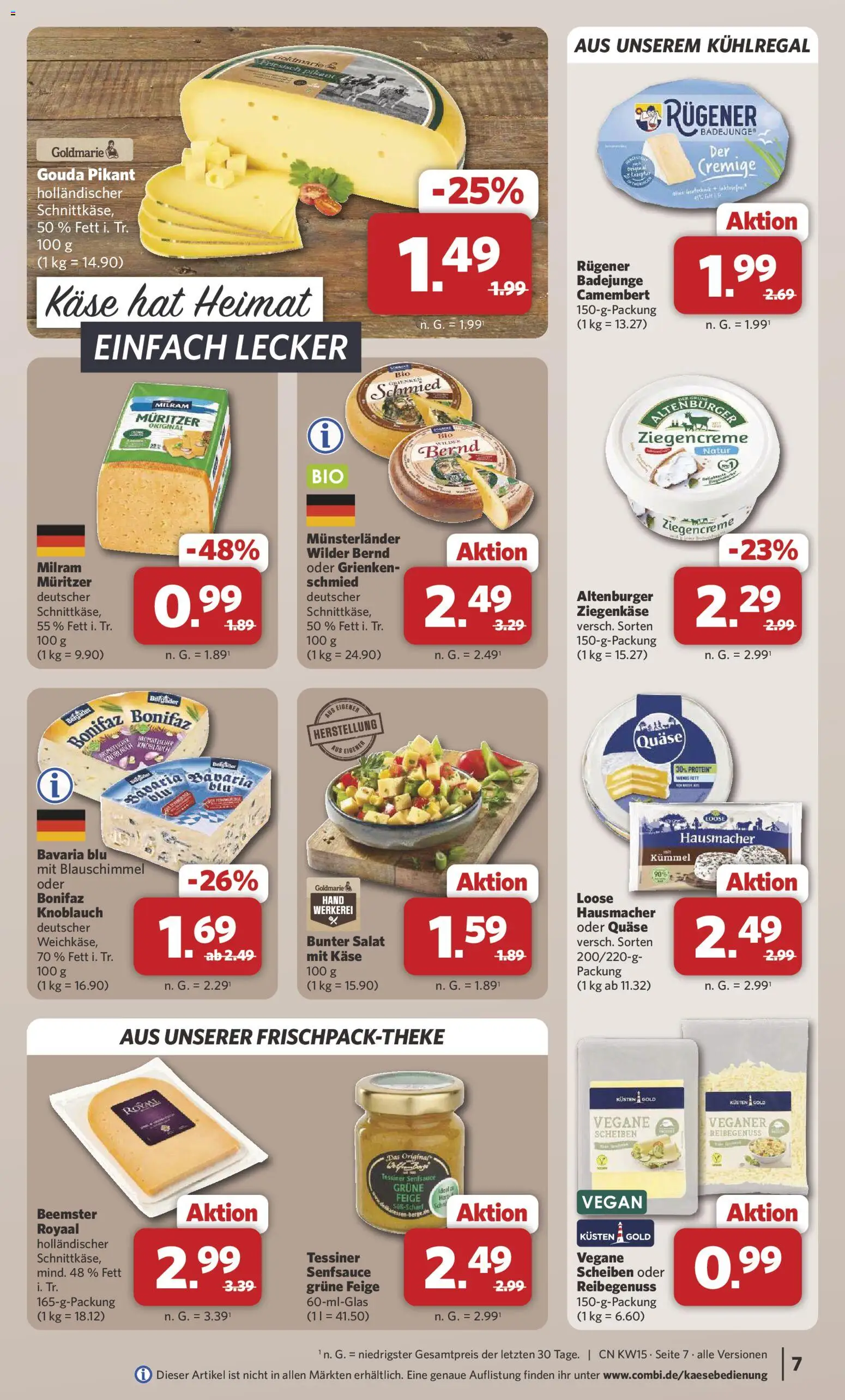 Combi Prospekt 	 – gültig ab 07.04.2026 | Seite: 7 | Produkte: Gouda, Milram, Knoblauch, Salat