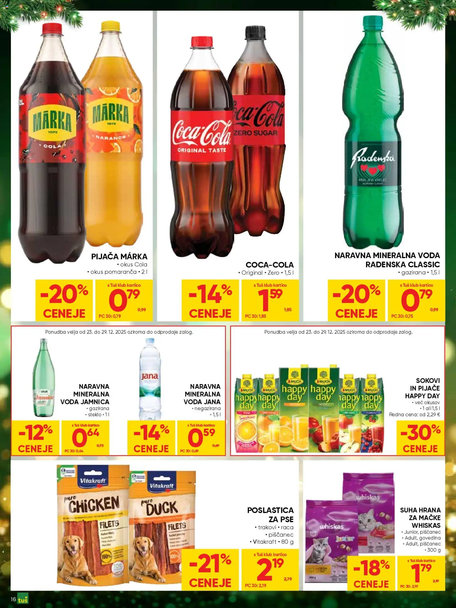 Novi Tuš katalog ponudbe – veljaven od 23.12.2025 | Stran: 16 | Izdelki: Mineralna voda, Voda