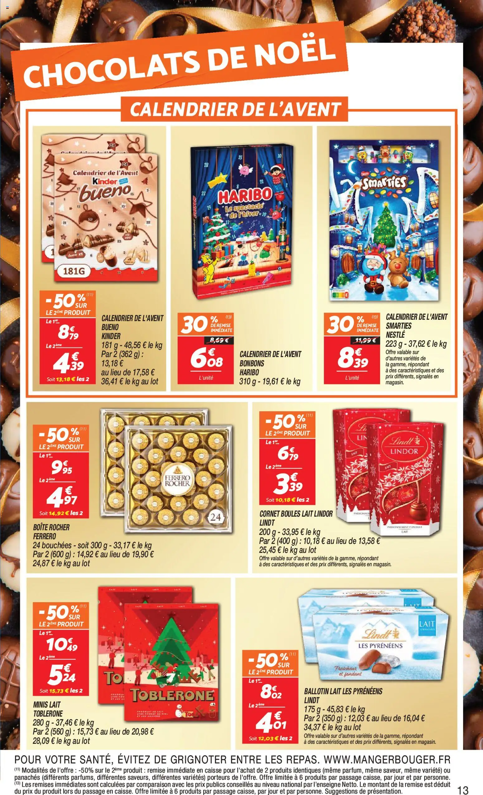 {H1} | Page: 13 | Produits: Toblerone, Calendrier, Ferrero rocher, Calendrier de l'avent