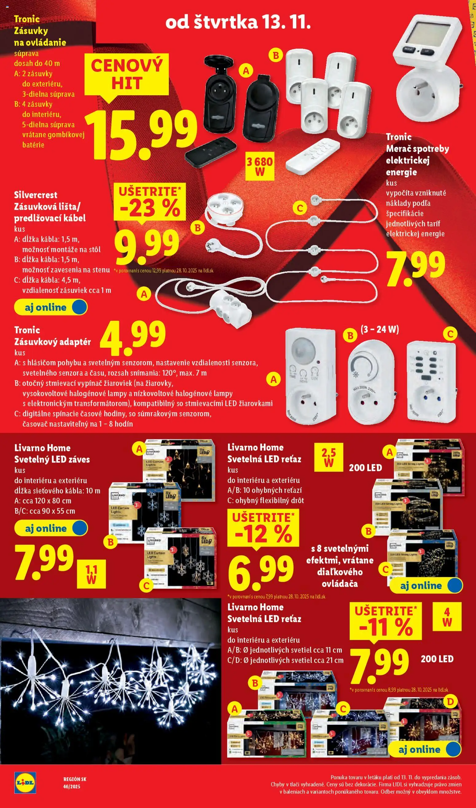 Nové Lidl akcie – leták je platný od 10.11.2025 | Strana: 93 | Produkty: Stôl, Led, Adaptér