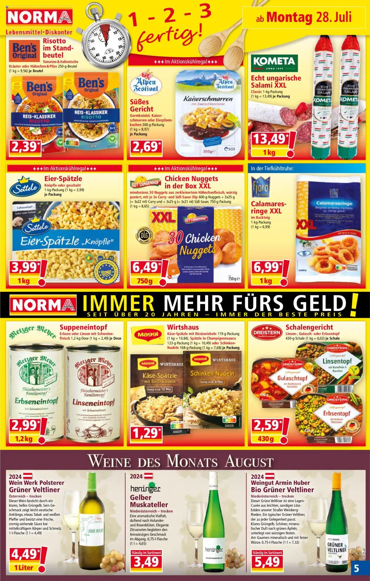 Norma Flugblatt gültig ab 28.07.2025 | Seite: 5 | Produkte: Duft, Salami, Schinken, Nudeln