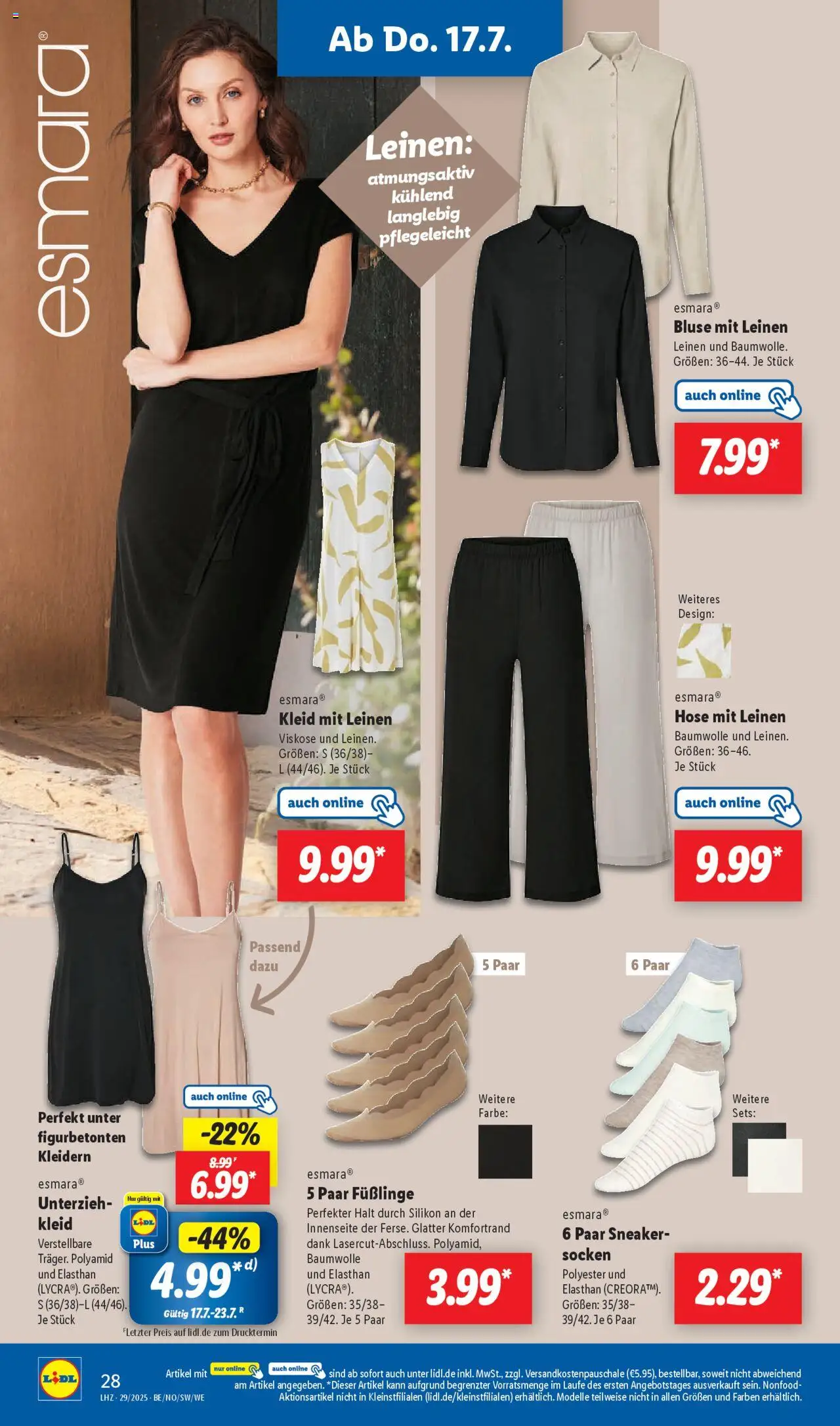 Lidl Prospekt Heppenheim - gültig ab dem 14.07.2025 | Seite: 38 | Produkte: Bluse, Hose, Socken, Kleid