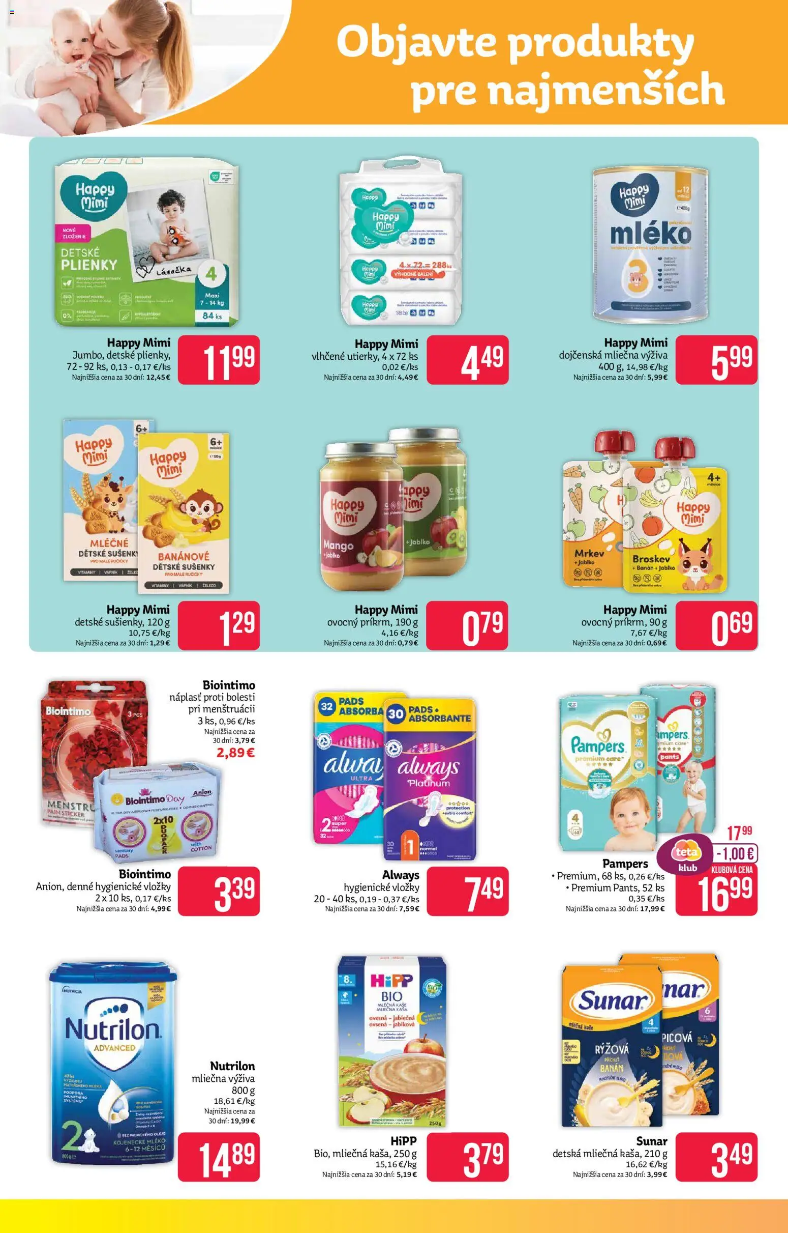 Nové Teta drogerie akcie – leták je platný od 02.03.2026 | Strana: 10 | Produkty: Nutrilon, Sunar, Plienky, Pampers
