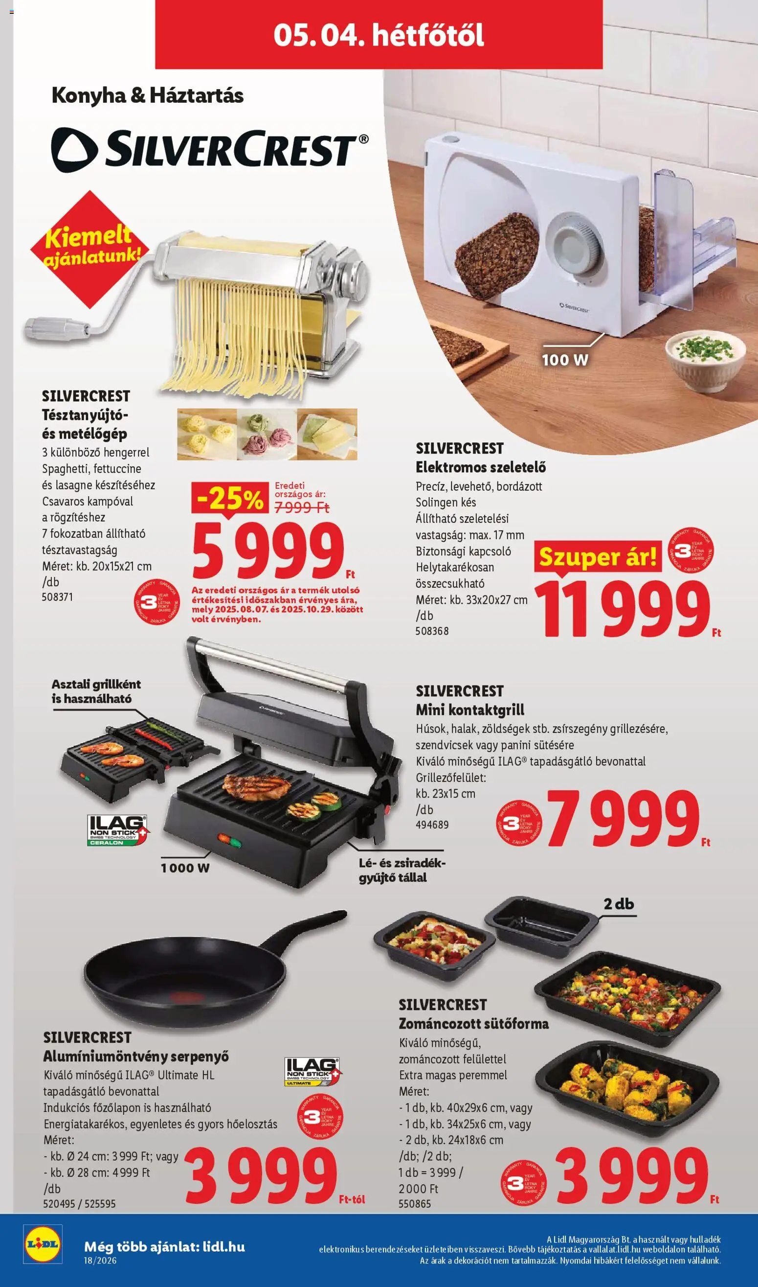 Lidl akciós ujság - amely érvényes a következő dátumtól: 30.04.2026 | Oldal: 50 | Termékek: Kontaktgrill, Szeletelő, Serpenyő, Kés