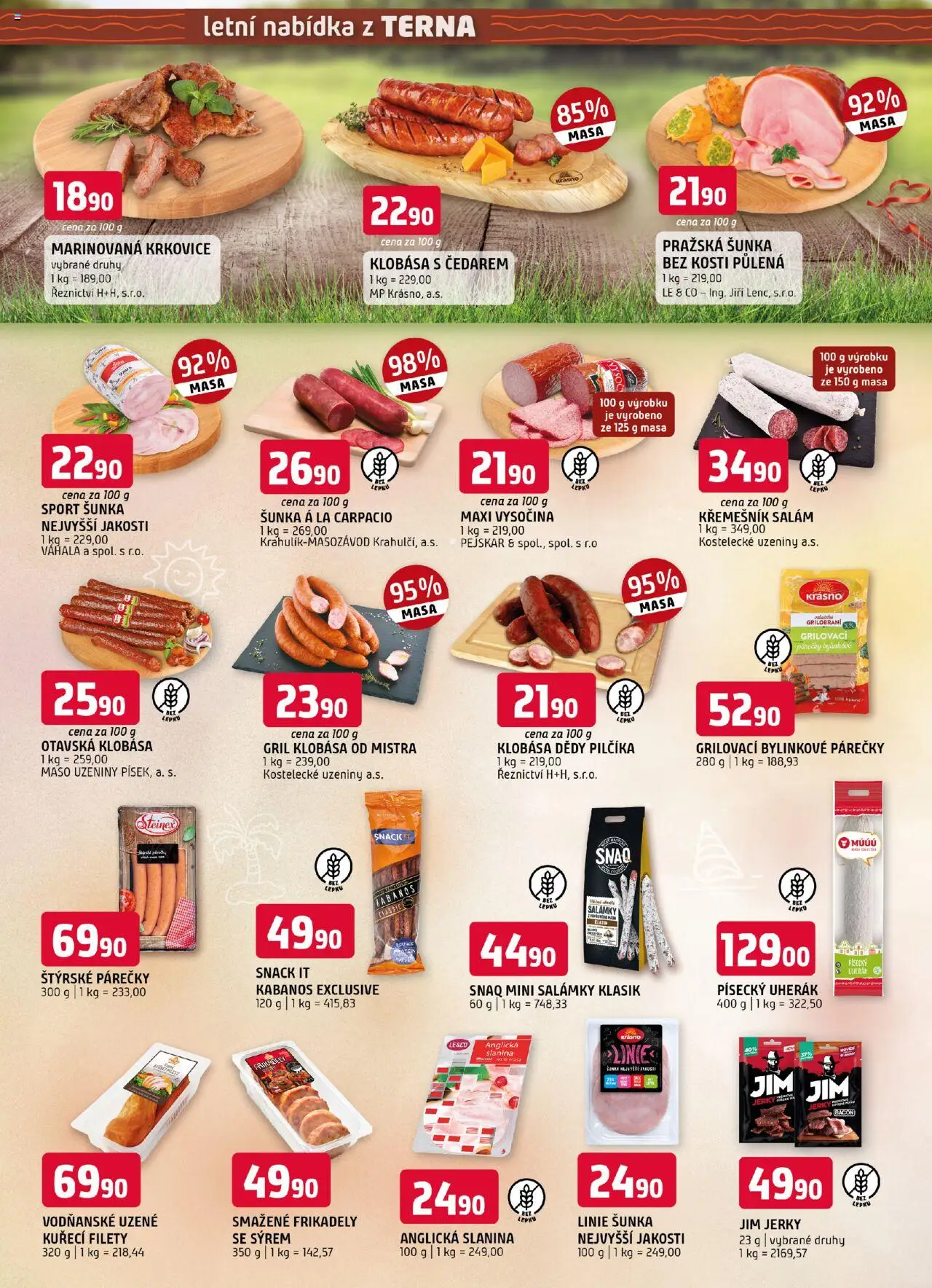 Terno leták - Letní speciál od 01.07.2025 | Strana: 2 | Produkty: Salám, Uzeniny, Gril, Slanina