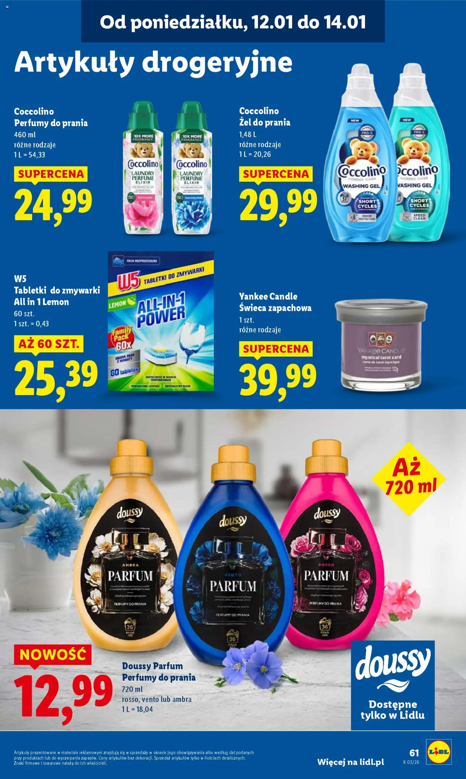 Lidl Gazetka od 12.01.2026 | Strona: 61 | Produkty: Coccolino, Perfumy, Tabletki do zmywarki