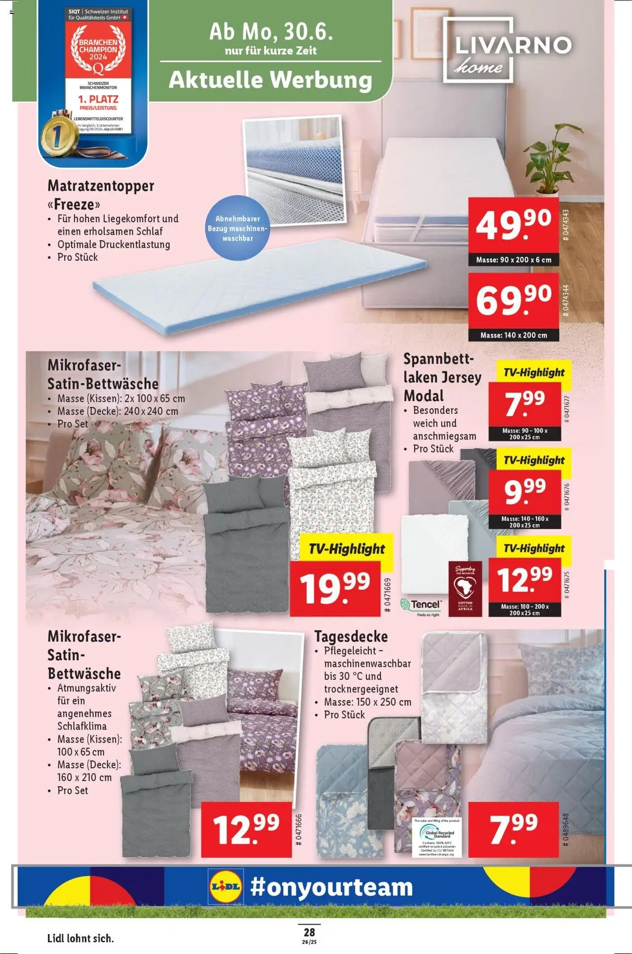 Lidl Aktionen ab 26.06.2025 | Seite: 34 | Produkte: Tagesdecke, Kissen, Decke, Bettwäsche