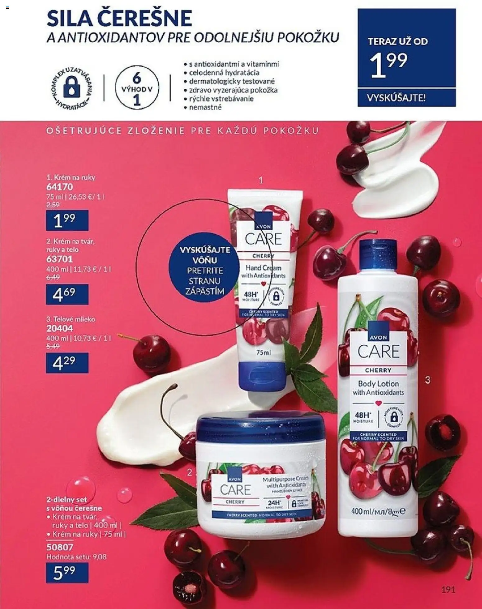 Nové Avon akcie – leták je platný od 01.01.2026 | Strana: 191 | Produkty: Krém na ruky, Krém, Čerešne