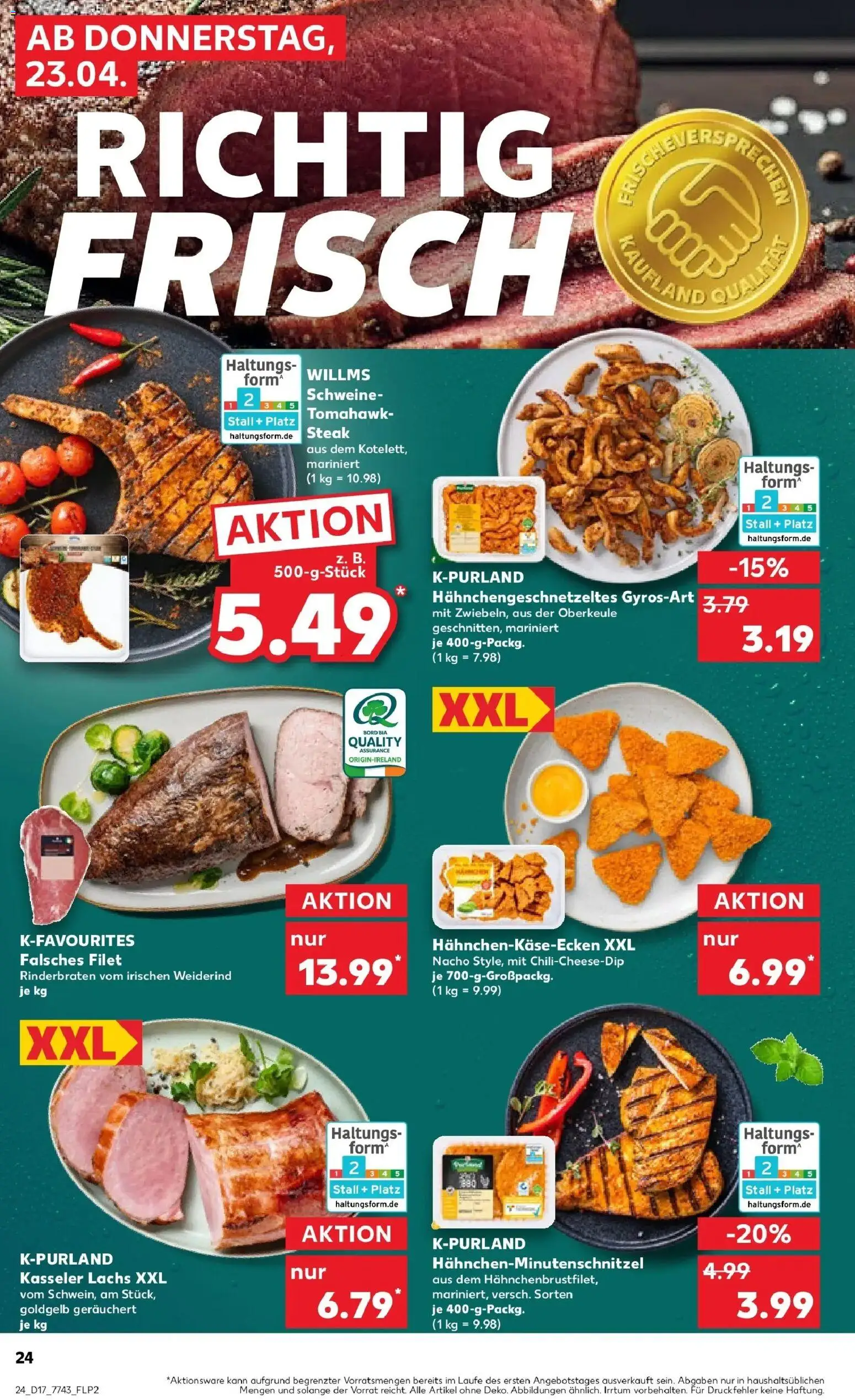 Kaufland Prospekt Ingelheim Am Rhein	 – gültig ab 23.04.2026 | Seite: 24 | Produkte: Rinderbraten, Lachs, Steak