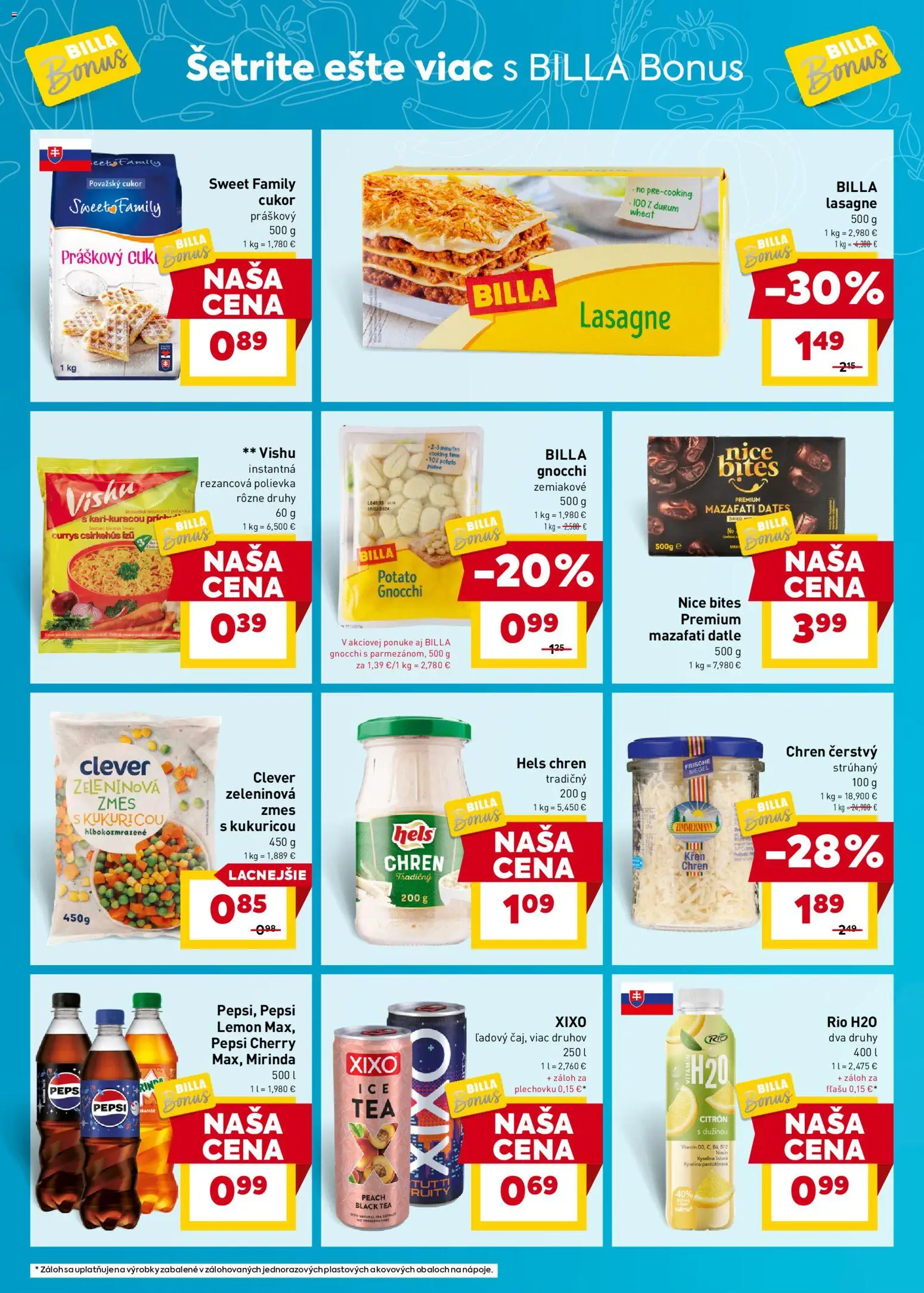Nové Billa akcie – leták je platný od 17.12.2025 | Strana: 6 | Produkty: Chren, Pepsi, Mirinda, Lasagne