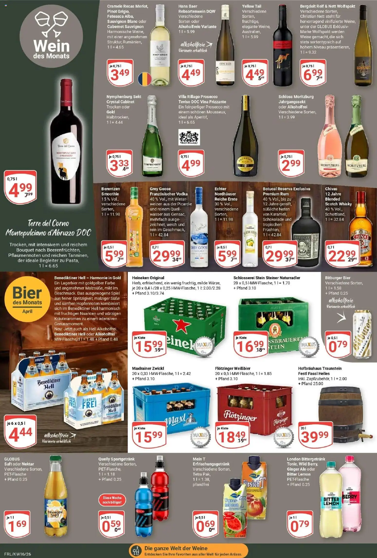 Globus Prospekt Freilassing	 – gültig ab 12.04.2026 | Seite: 16 | Produkte: Bitburger, Bier, Heineken, Wein