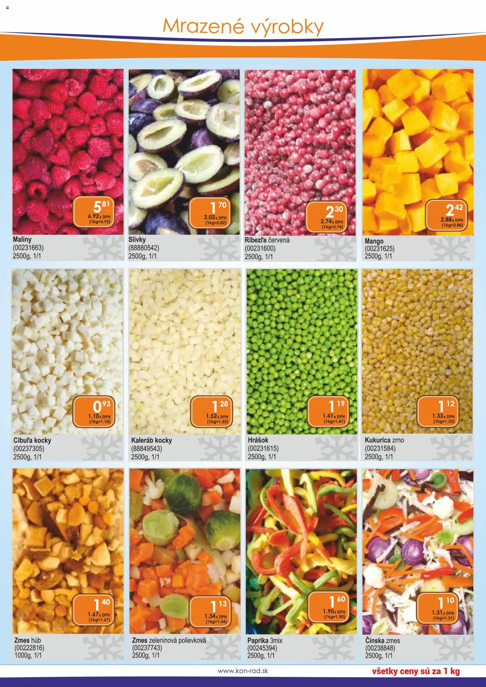 Nové KON - RAD akcie – leták je platný od 01.12.2025 | Strana: 50 | Produkty: Hrášok, Mango, Kukurica, Maliny