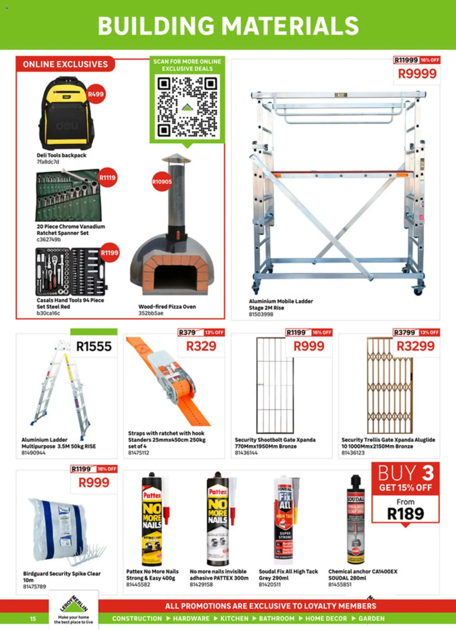 New Leroy Merlin catalogue – valid from 02.03.2026 | Page: 15 | Products: Backpack, Oven, Pizza, Adhesive
