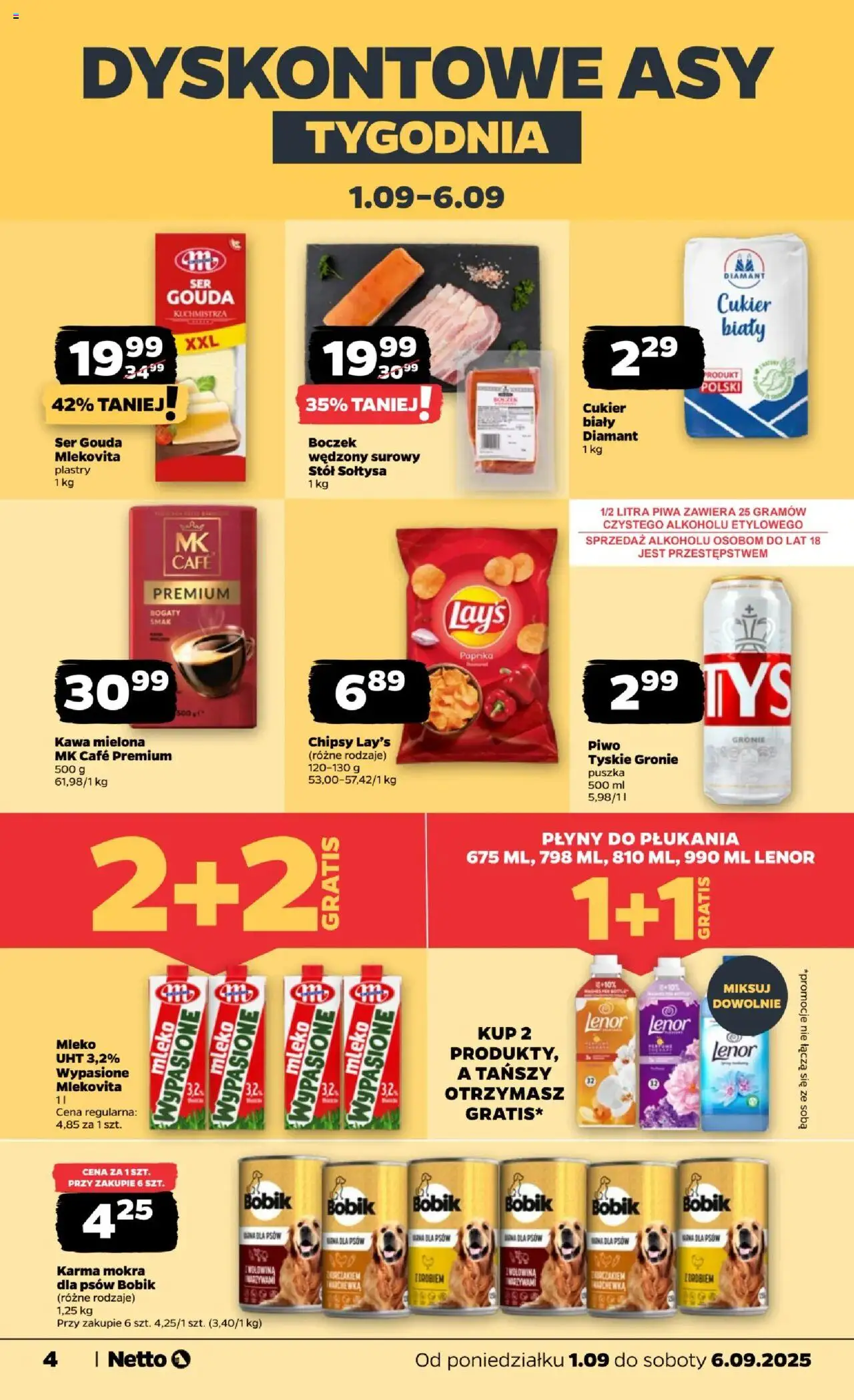 Netto gazetka - Spożywcza od 01.09.2025 | Strona: 4 | Produkty: Chipsy, Ser, Kawa, Ser gouda