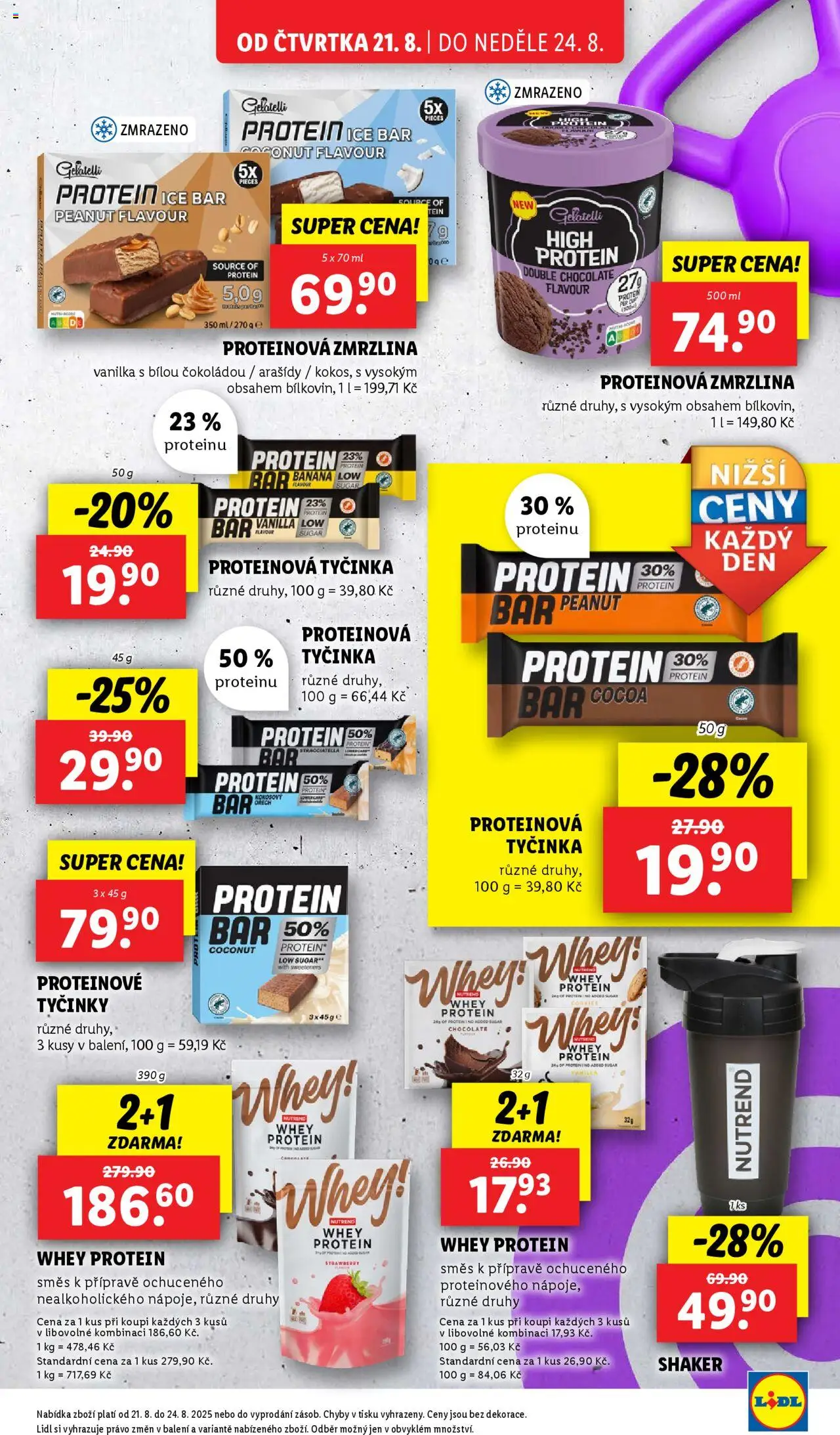Lidl leták od 21.08.2025 | Strana: 17 | Produkty: Zmrzlina, Tyčinky, Protein bar, Shaker