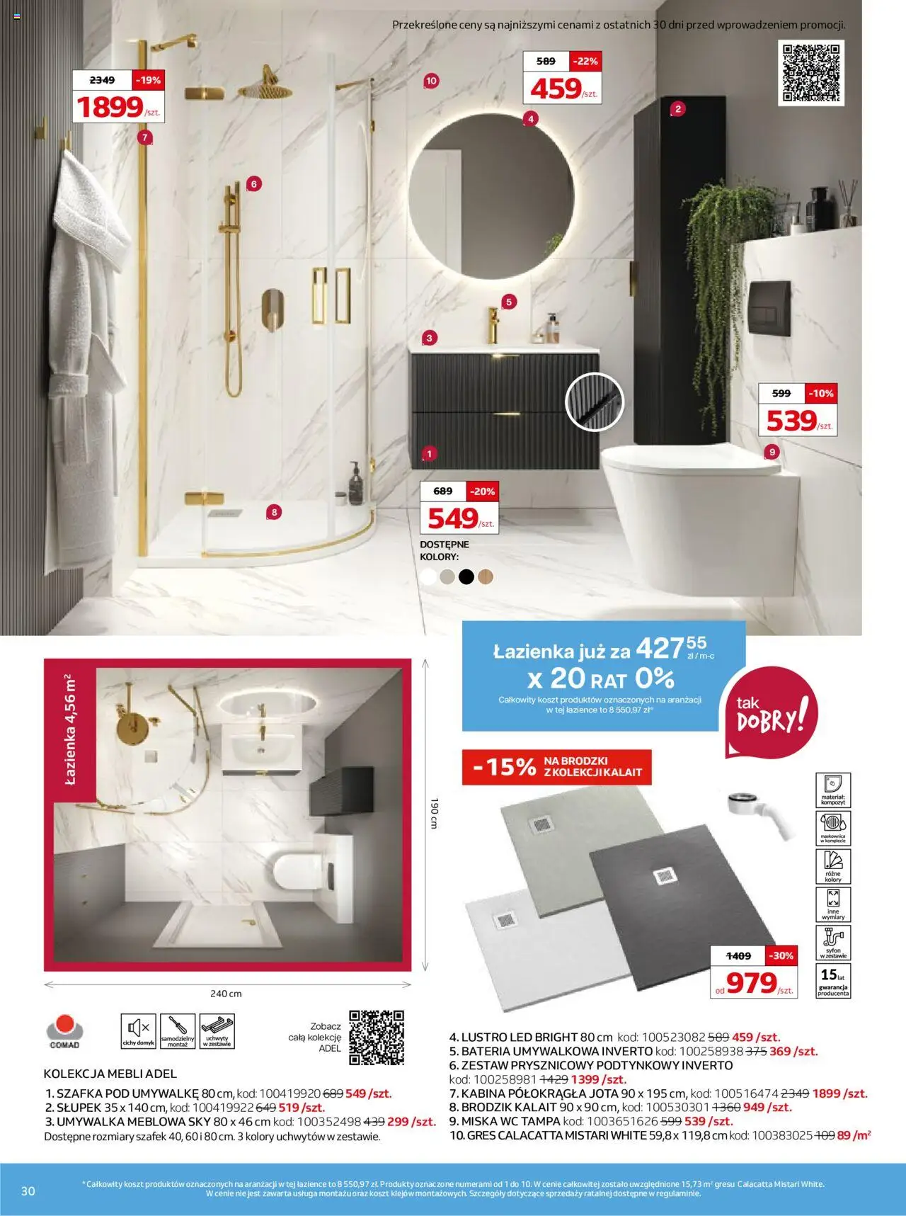 Komfort Gazetka od 07.05.2025 | Strona: 30 | Produkty: Umywalka, Bateria, Lustro