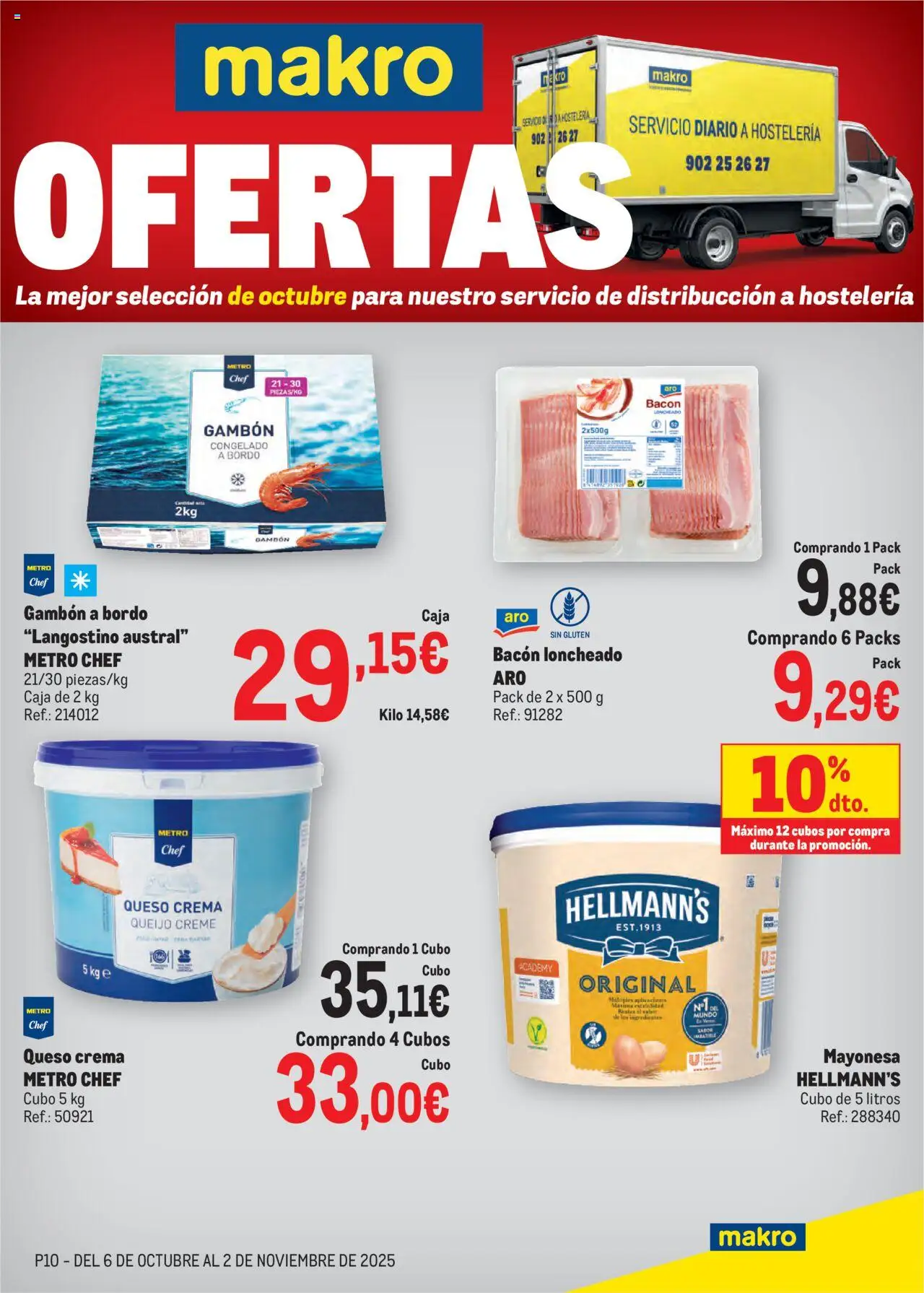 Makro - Ofertas Sur 2 │ válido desde el 06.10.2025 | Página: 1 | Productos: Queso, Crema, Οθόνη προβολής, Langostino