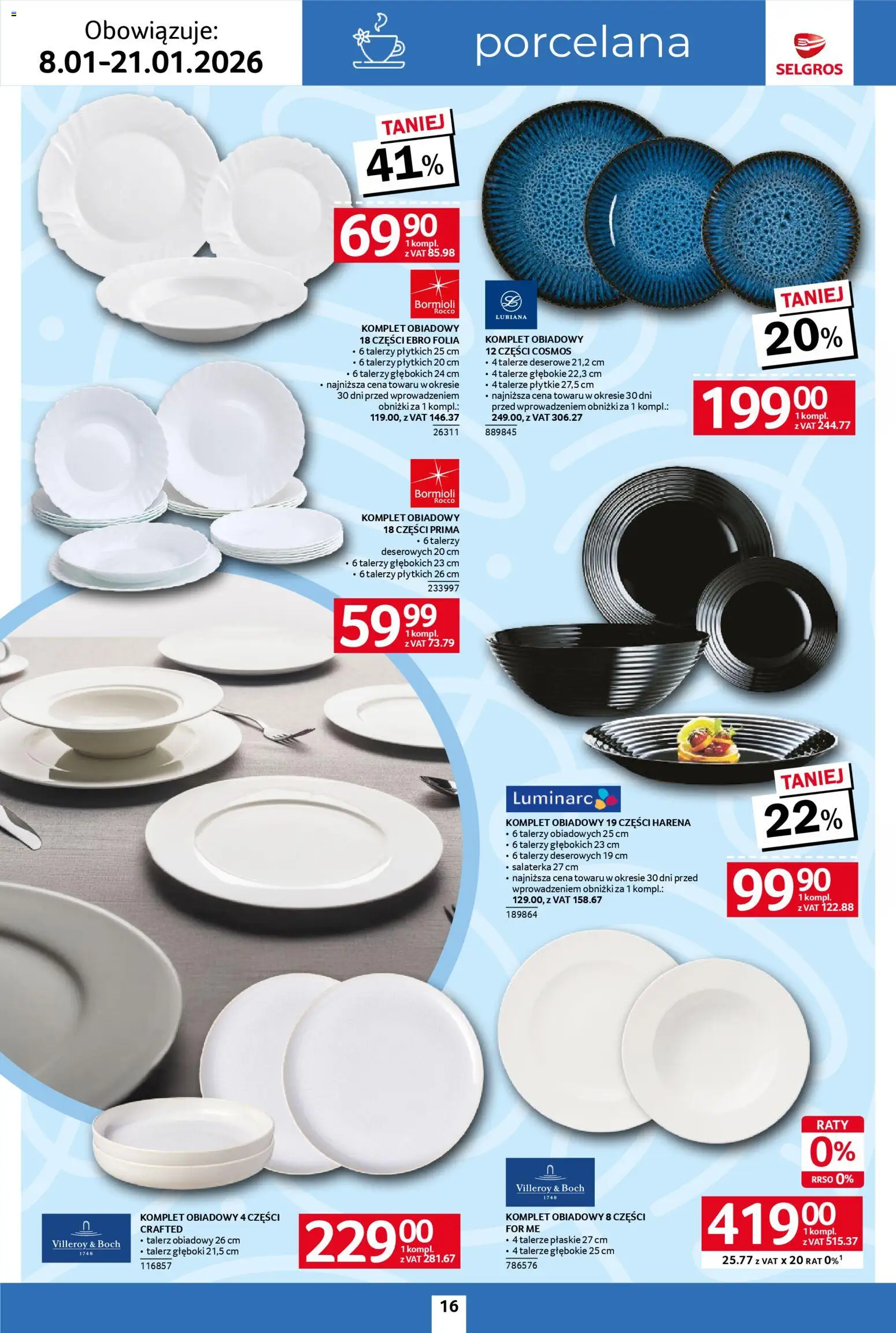 Selgros cash&carry Gazetka - Home&Deco od 08.01.2026 | Strona: 16 | Produkty: Talerze