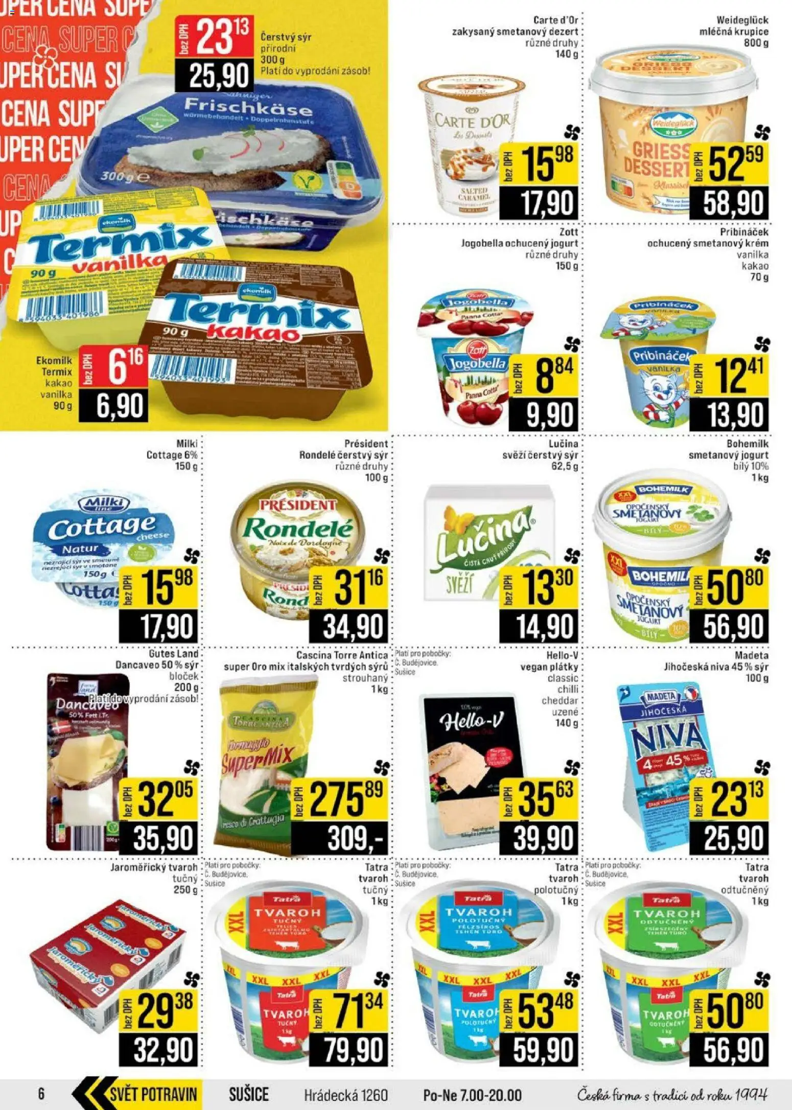 Jip leták - Cash & Carry od 25.03.2026 | Strana: 6 | Produkty: Lučina, Tvaroh tučný, Kakao, Čerstvý sýr