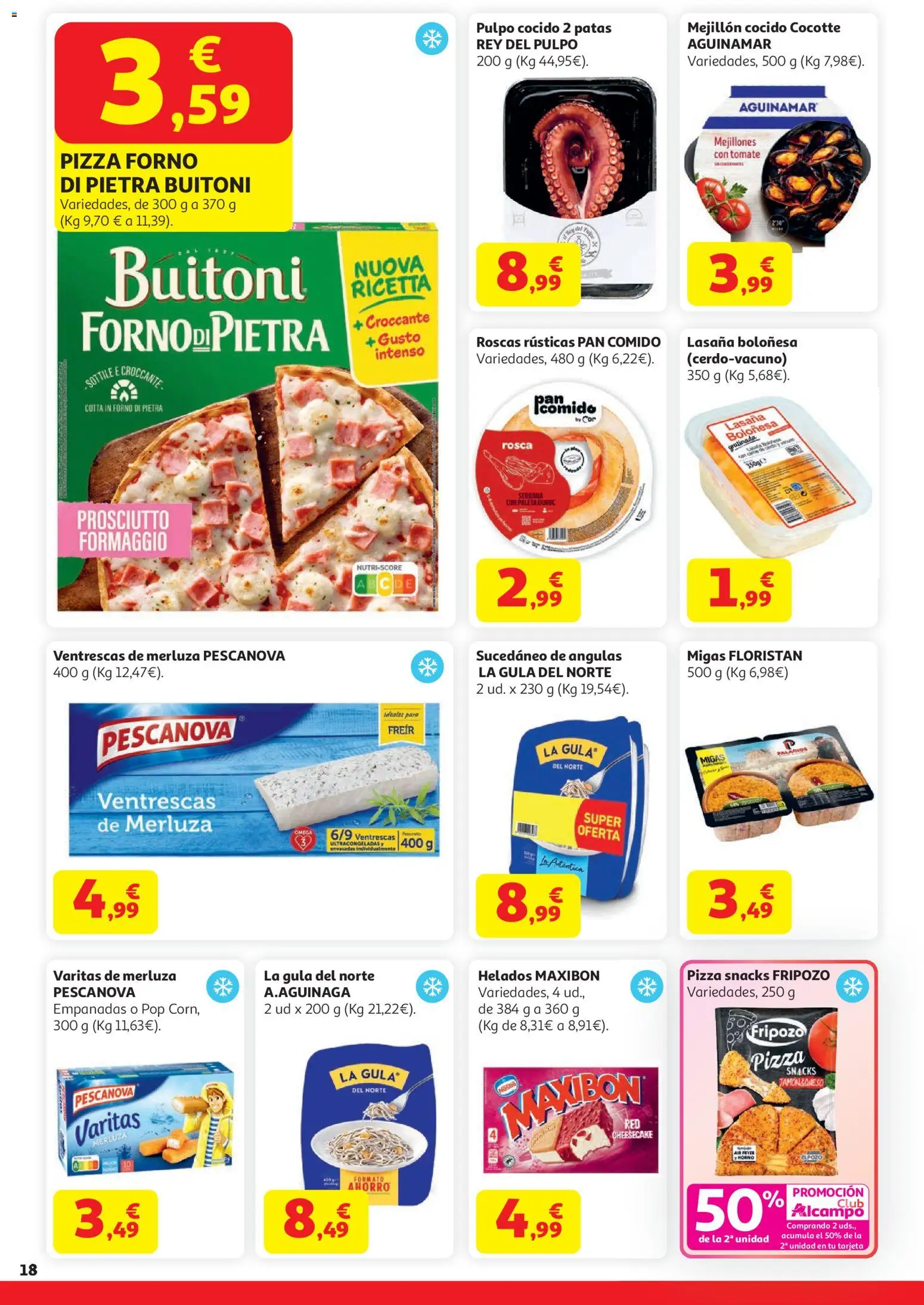 Alcampo  HG General Cat │ válido desde el 07.04.2026 | Página: 18 | Productos: Pan, Pizza, Lasaña