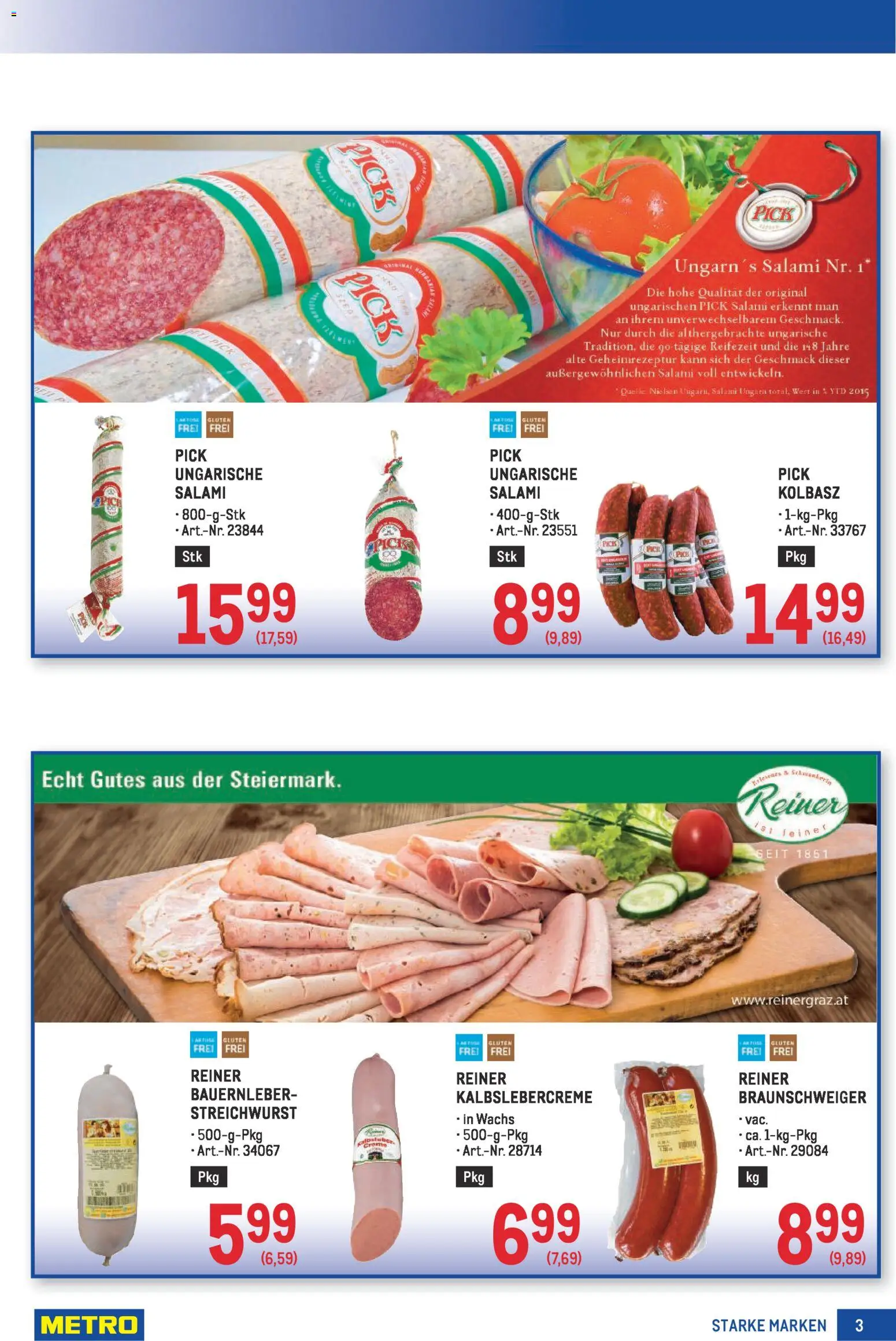 Metro angebote Starke Marken gültig ab 02.04.2026 | Seite: 3 | Produkte: Salami