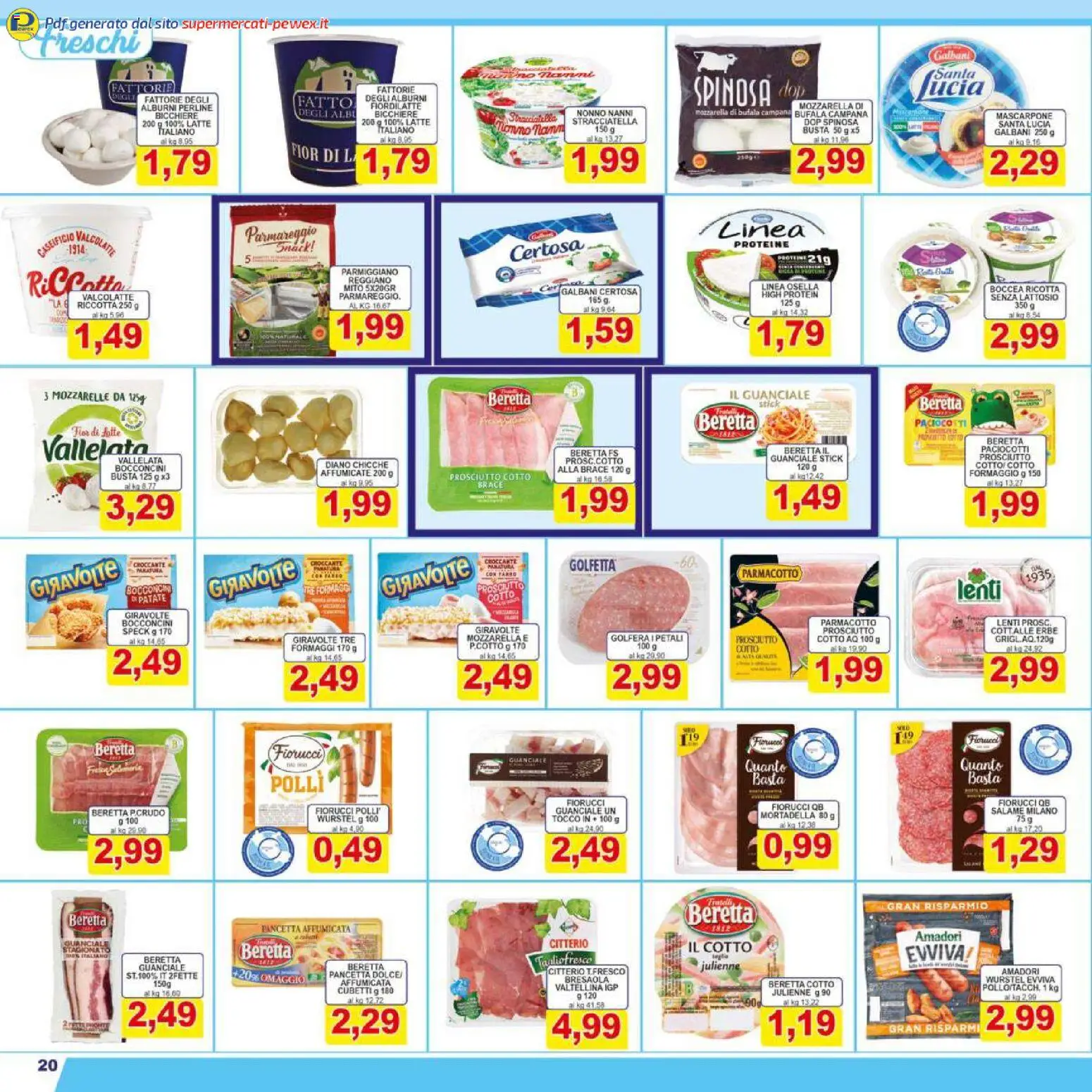 Volantino Pewex del 07.01.2026 | Pagina: 20 | Prodotti: Patate, Formaggio, Mortadella, Ricotta