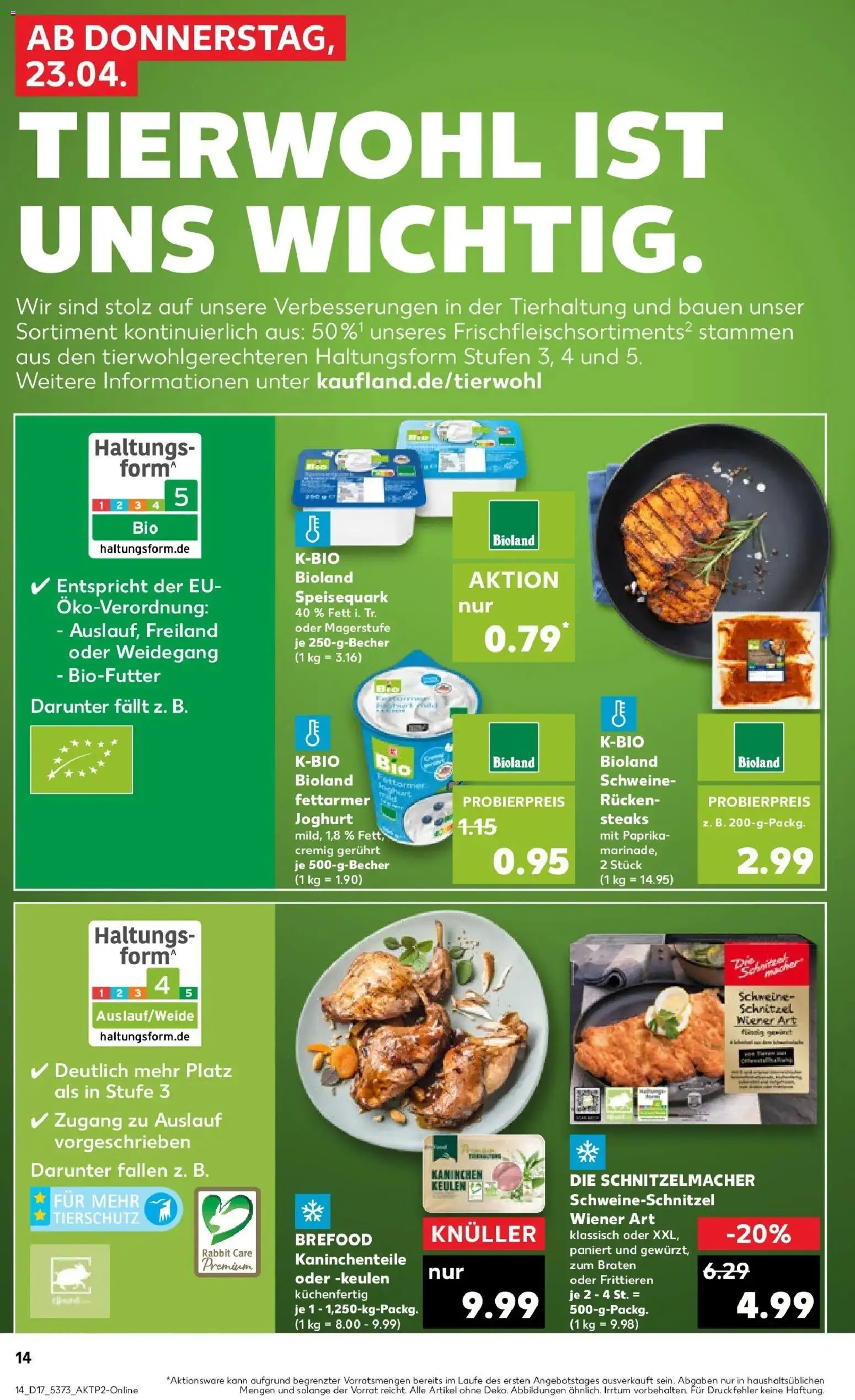 Kaufland Prospekt Delmenhorst	 – gültig ab 23.04.2026 | Seite: 14 | Produkte: Quark, Schnitzel, Steak, Speisequark