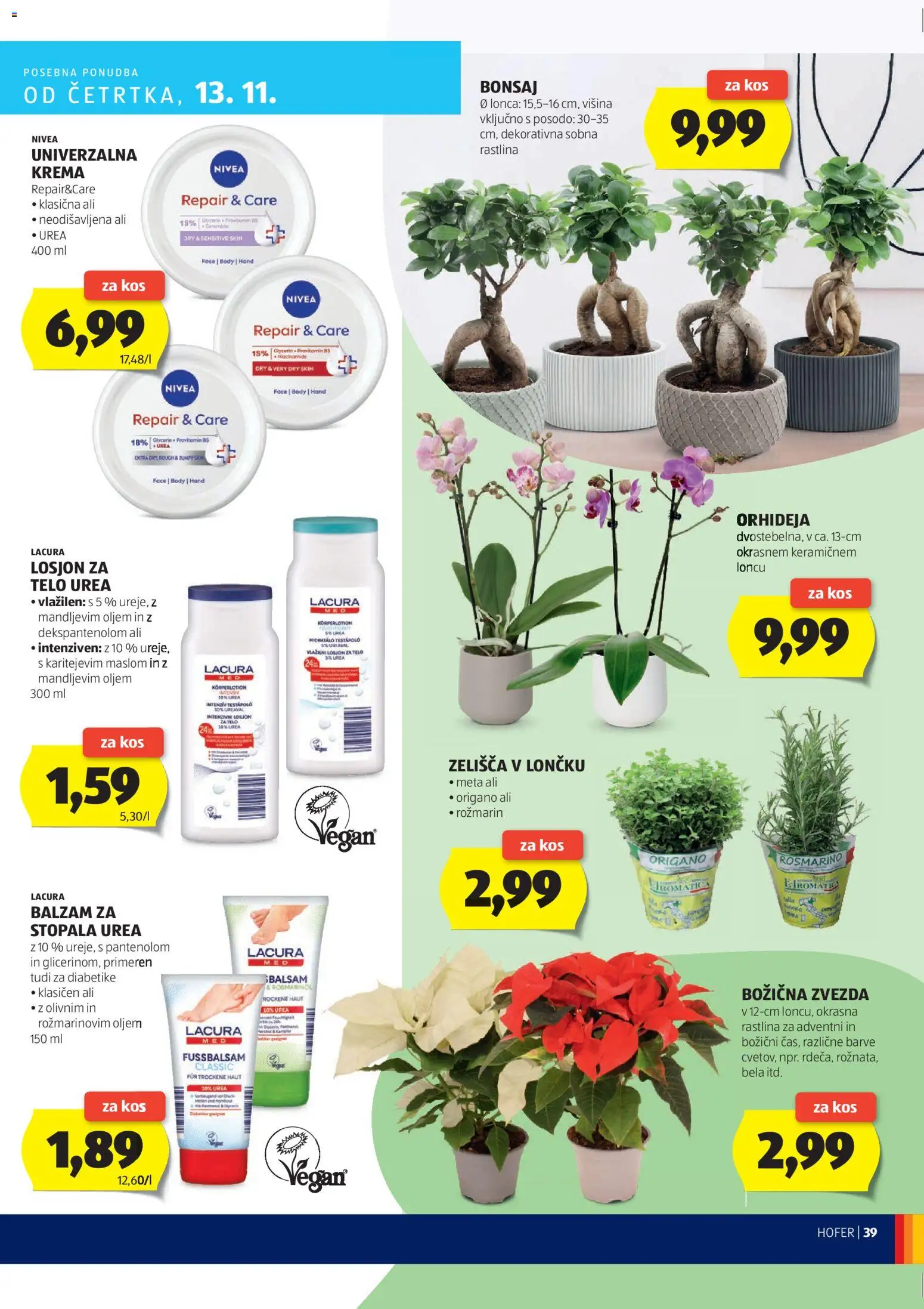 Novi Hofer katalog ponudbe – veljaven od 06.11.2025 | Stran: 39 | Izdelki: Univerzalna krema, Kos, Krema