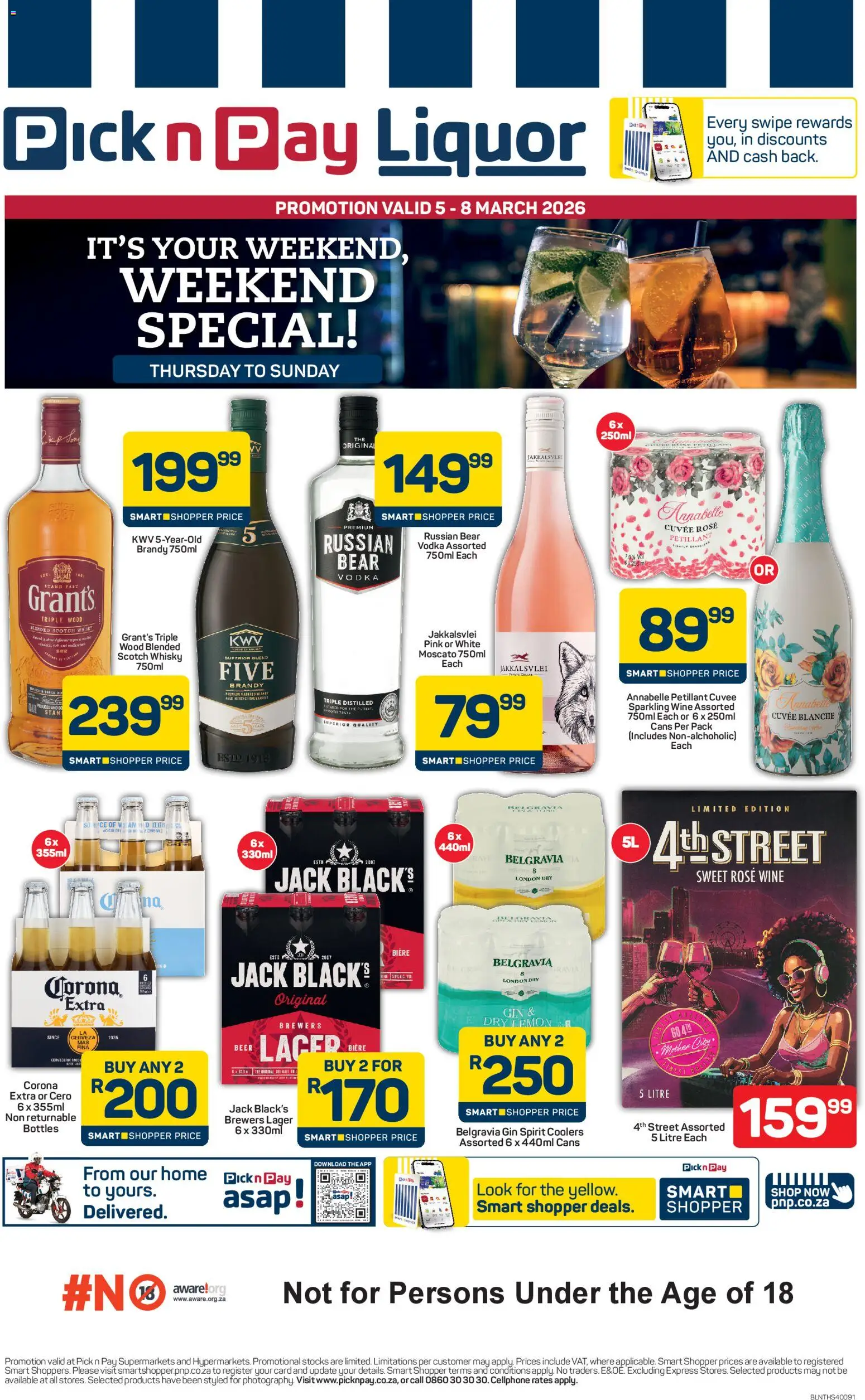 New Pick n Pay catalogue – valid from 05.03.2026 | Page: 1 | Products: Brandy, Wine, Beer, Vodka