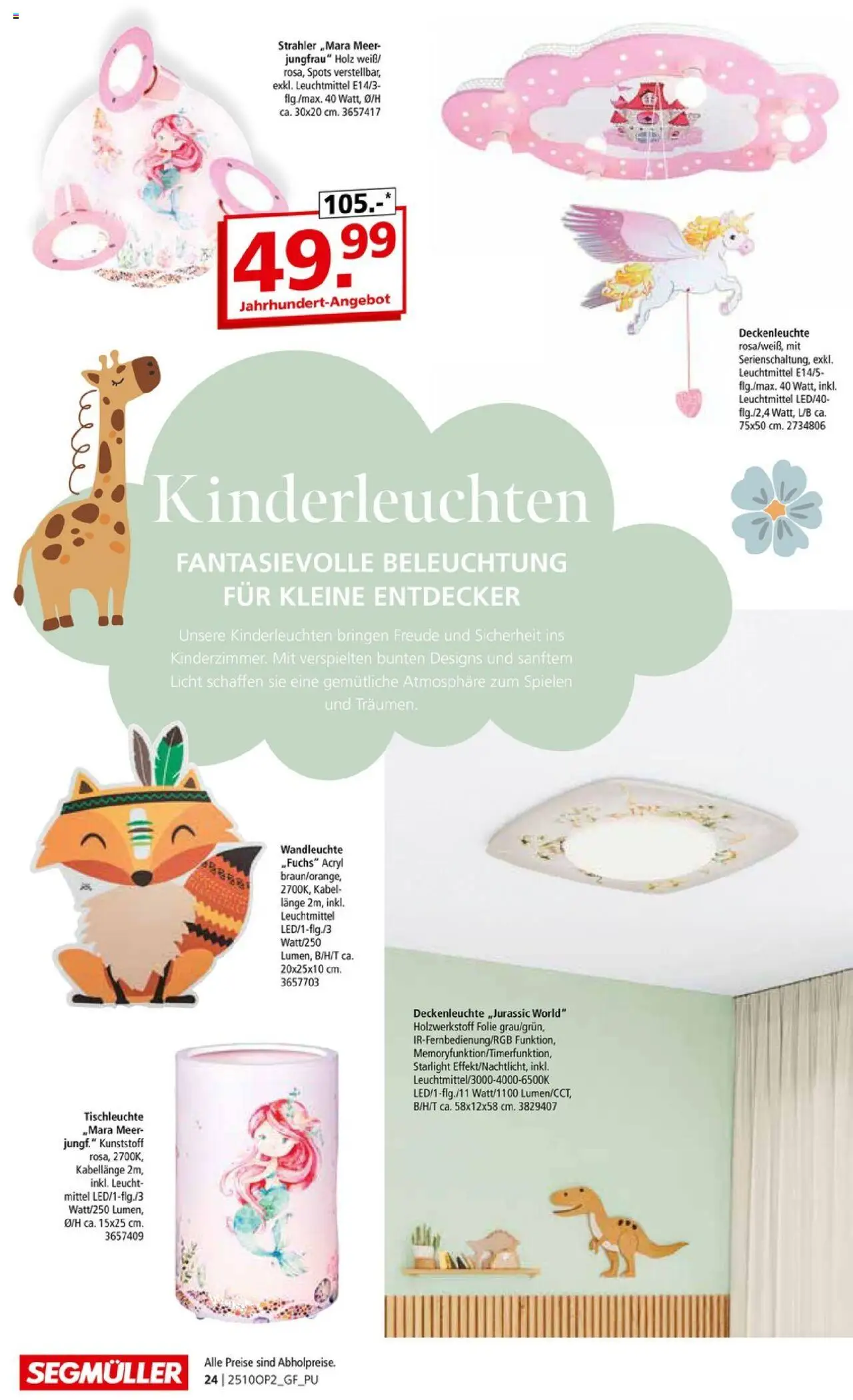 Segmüller Leuchten Spezial – gültig ab 29.09.2025 | Seite: 24 | Produkte: Kabel, Wandleuchte