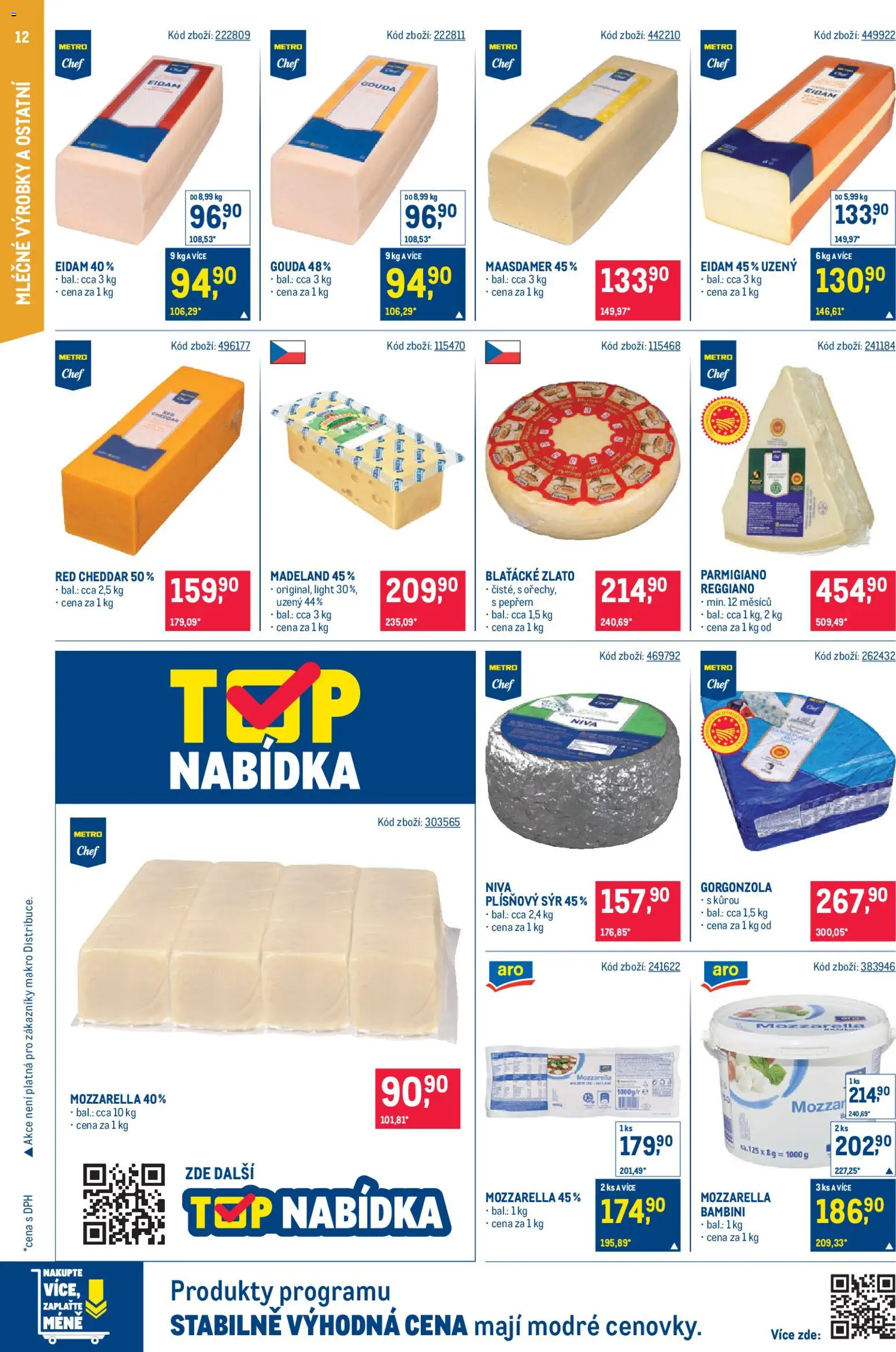 Makro leták - Gastronomie od 14.01.2026 | Strana: 12 | Produkty: Eidam, Gorgonzola, Cheddar, Plísňový sýr
