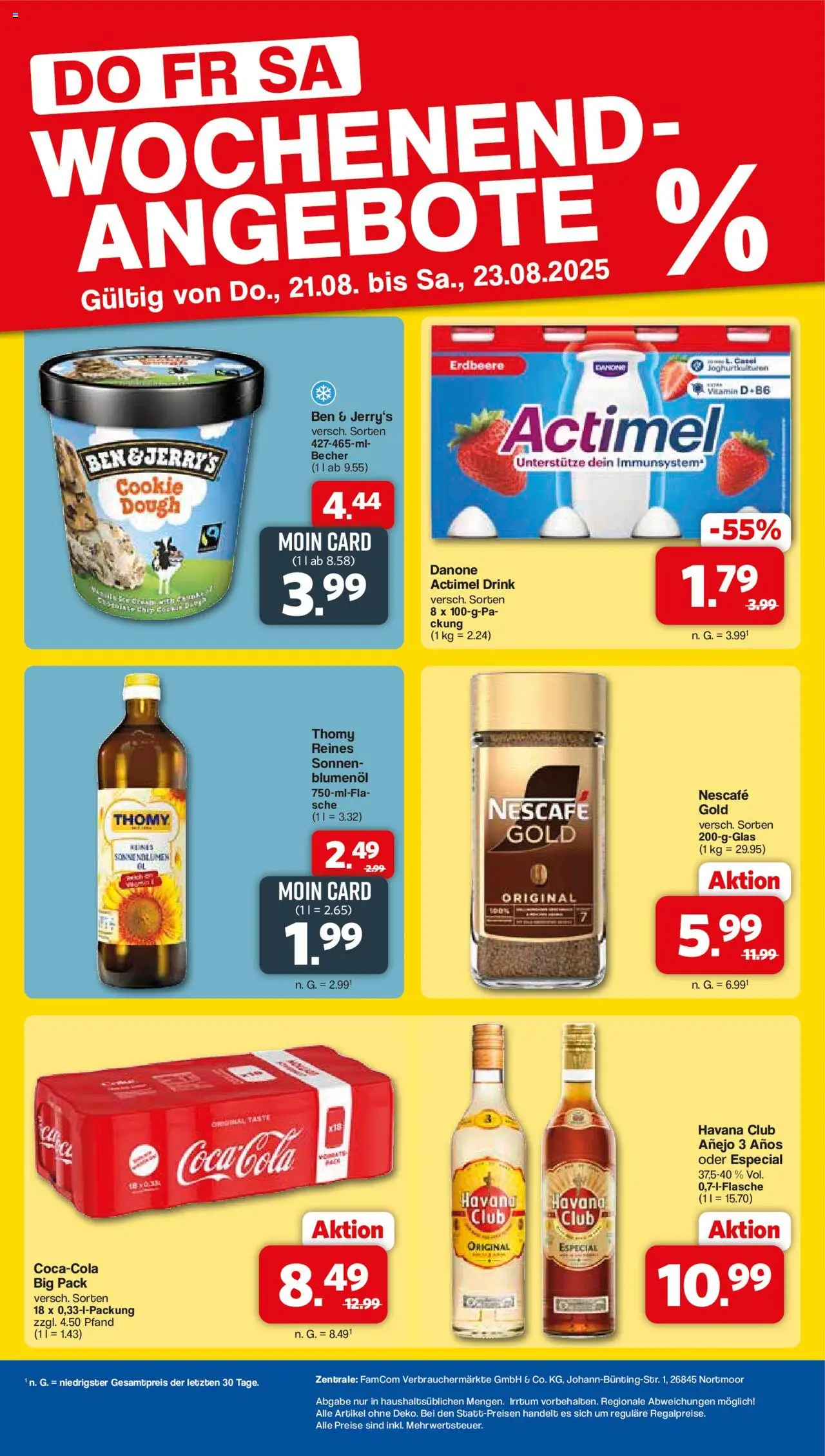 Famila Nordwest Wochenend-angebote - gültig ab dem 21.08.2025 | Seite: 2 | Produkte: Havana club, Nescafe, Actimel, Ben & Jerry's