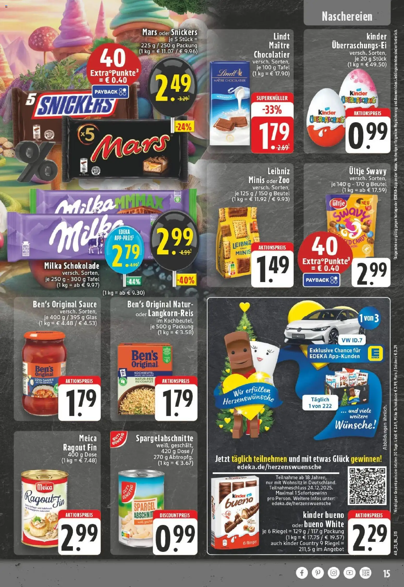 Edeka prospekt Hennef - Uckerath	 – gültig ab 23.11.2025 | Seite: 15 | Produkte: Kinder bueno, Snickers, Meica, Mars
