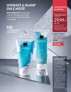 Pré-visualização Conjunto composto por:, • Hydrate & Plump Creme à Base de Água | 50 ml |, • Hydrate & Plump Máscara Facial Noturna | 75 ml |, Conjunto de 2 produtos Hydrate & Plump para uso diurno e noturno. válido de 01.11.2025 | Página: 129