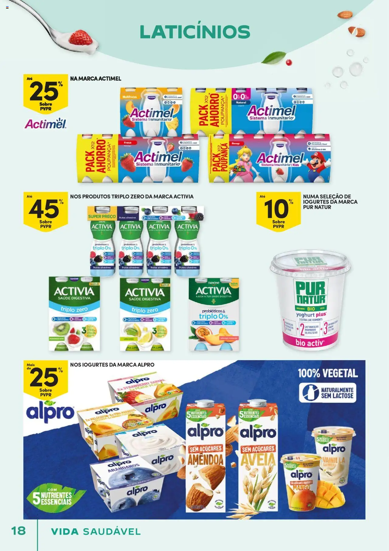 Continente - Vida Saudável: É de quem quer comer bem sem ginástica na carteira │ válido de 21.10.2025 | Página: 18 | Produtos: Aveia, Banana, Probióticos, Iogurtes
