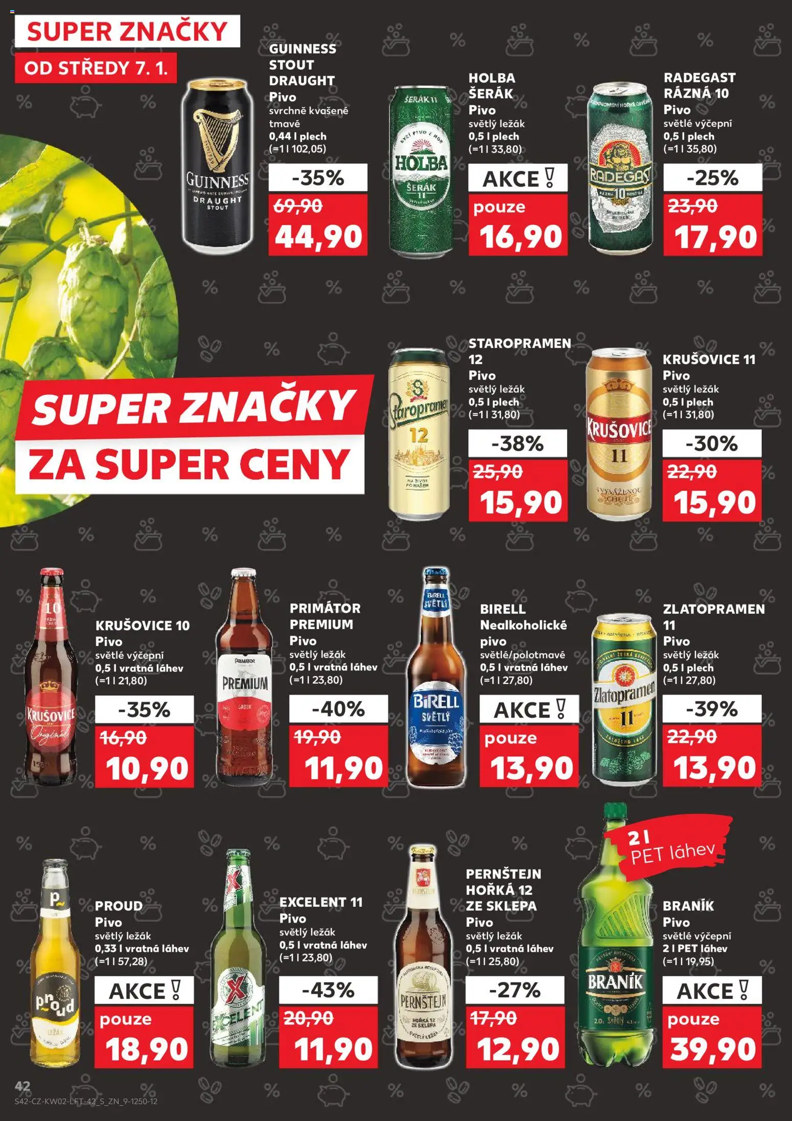 Kaufland leták - Praha 8 od 07.01.2026 | Strana: 42 | Produkty: Birell, Pivo, Zlatopramen 11, Láhev