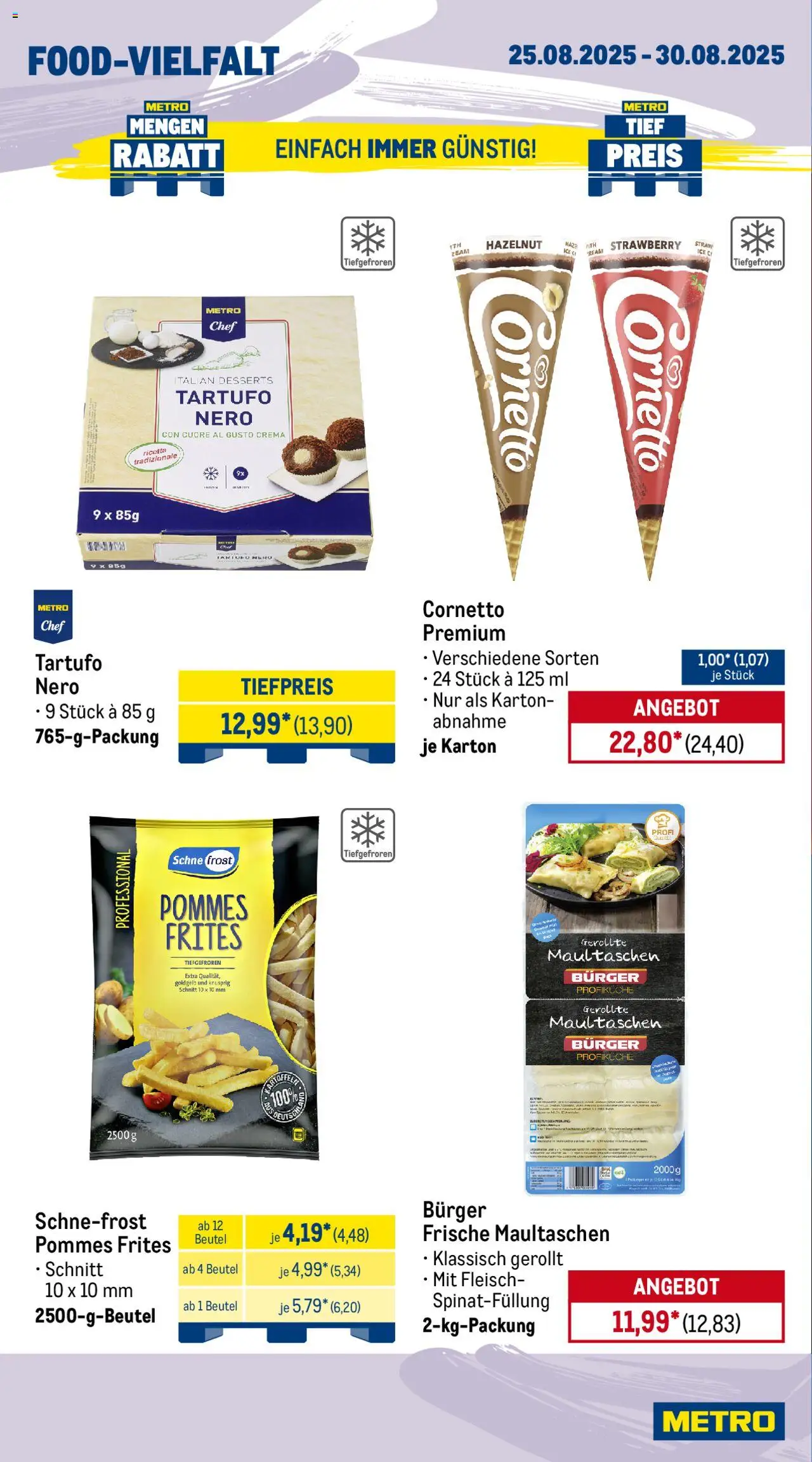 Metro Wochen-Angebote Gastro - gültig ab dem 25.08.2025 | Seite: 13 | Produkte: Pommes, Burger, Maultaschen, Fleisch